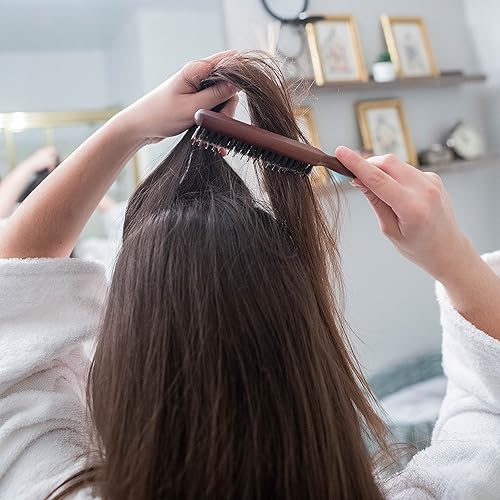 Grannaturals Boar & Nylon Bristle Teasing Brush -Teasing Comb With Rat Tail Pick For Hair Sectioning For Edge Control, Backcombi