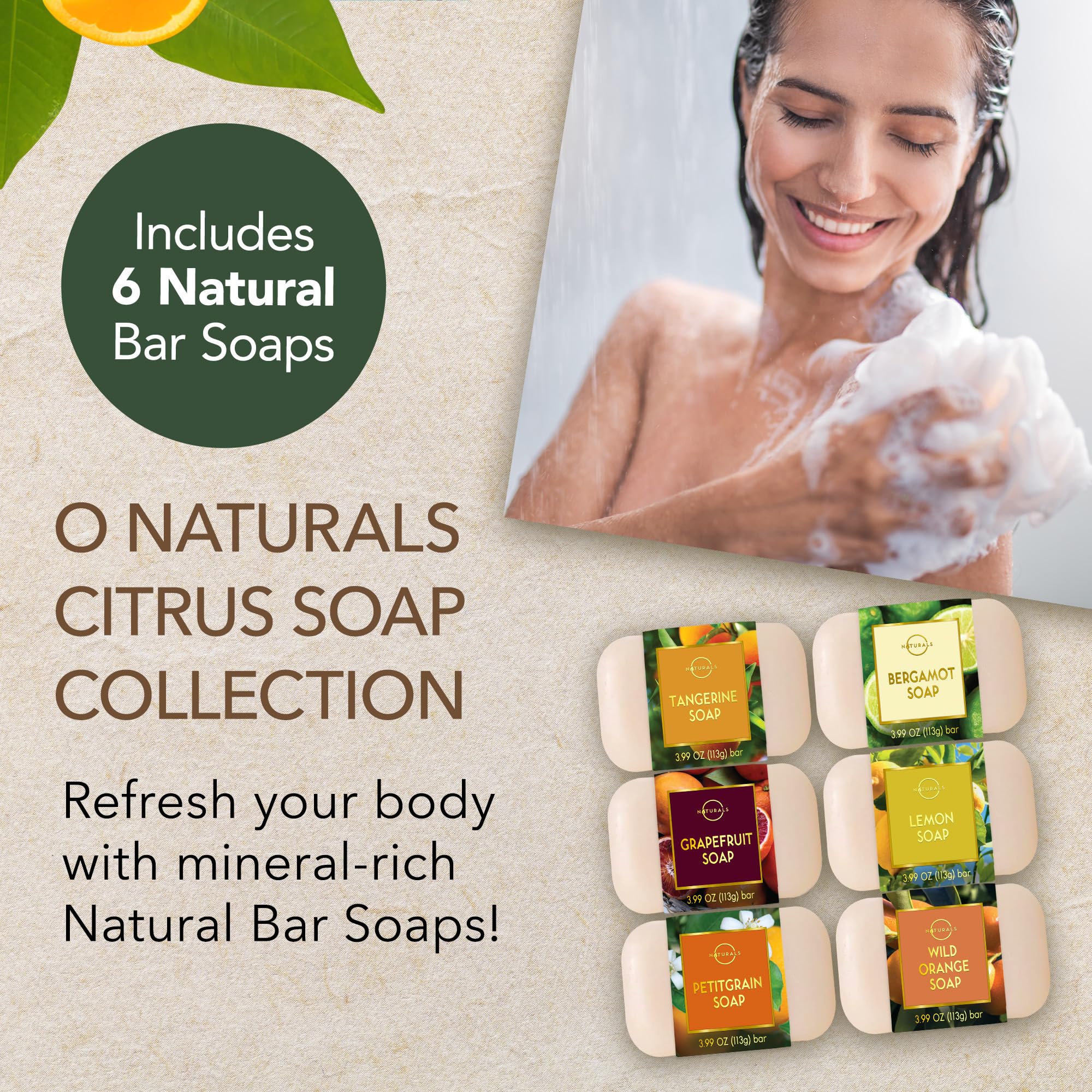 O Naturals 100% Natural Bar Soap - Assorted 6 PcS Soap gift Set - Organic Ingredients & Essential Oils - Spa gifts for Women & M