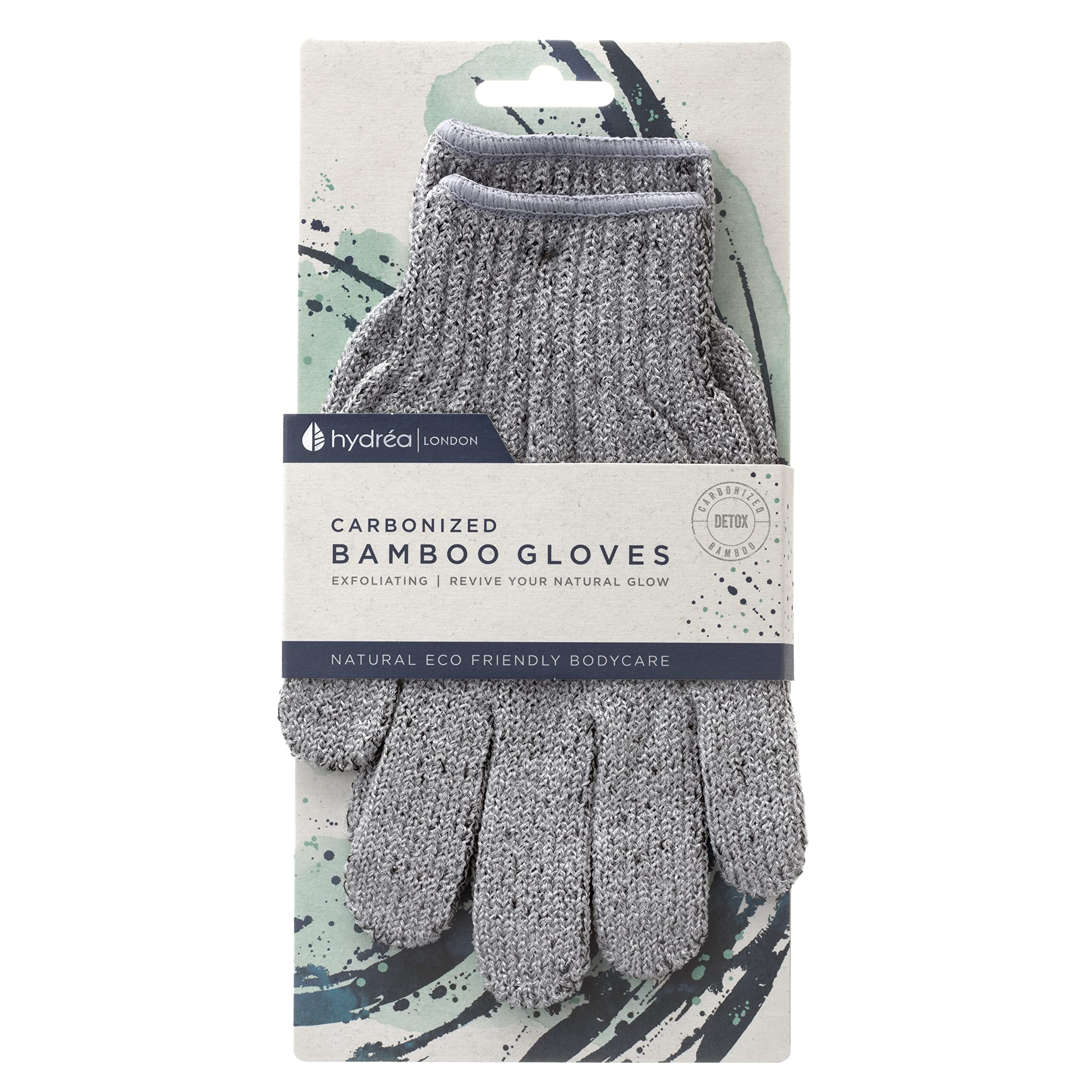 Hydrea London Exfoliating Gloves - Carbonised Bamboo Face Exfoliator & Body Scrubber For Men & Women - Deep-Cleansing & Smoothin