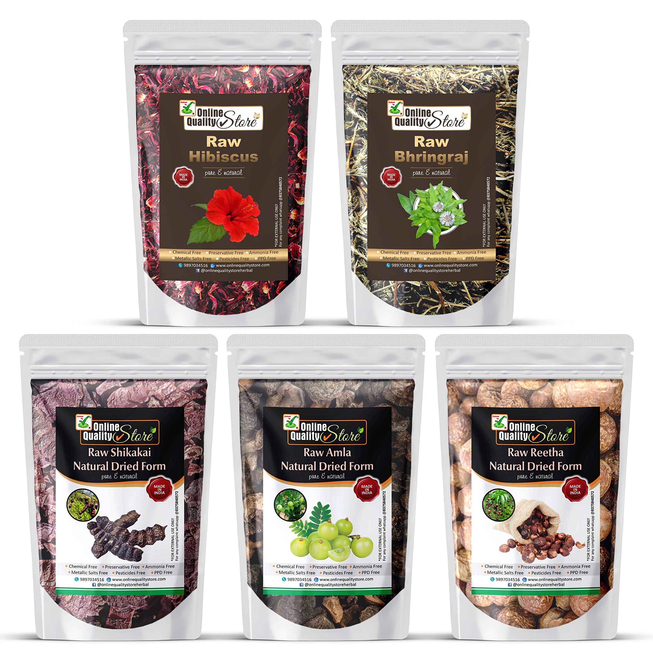 Online Quality Store Herbal Hair Shampoo And Hair Mask(Raw Form -Amla,Reetha, Shikakai,Bhringraj And Hibiscus) (Raw_Reetha_Amla_
