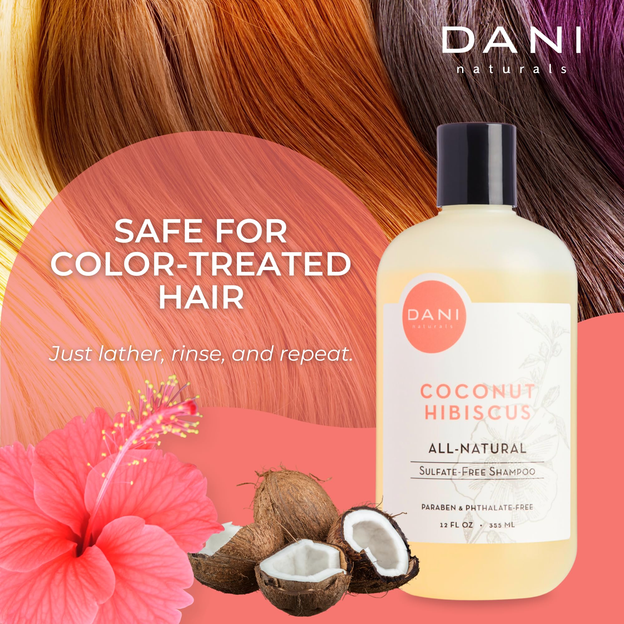 DANI Natural Moisturizing Shampoo Naturals - Organic Aloe Vera & Coconut Cleansers - Sulfate, Phthalate & Paraben Free - For Men