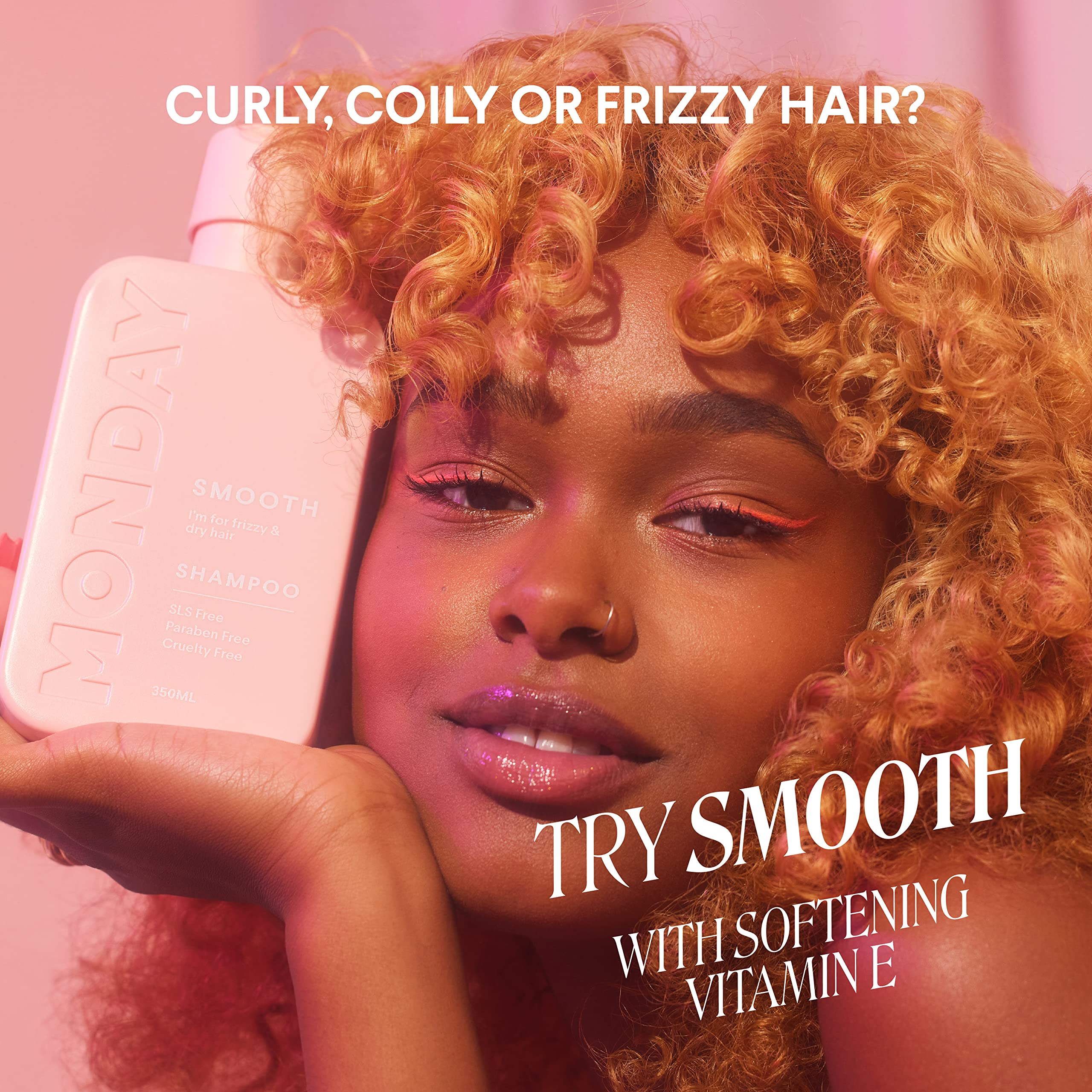 Monday Haircare Smooth Shampoo + Conditioner Bathroom Set (2 Pack) 12Oz Each For Frizzy, Coarse, And Curly Hair, Made From Cocon