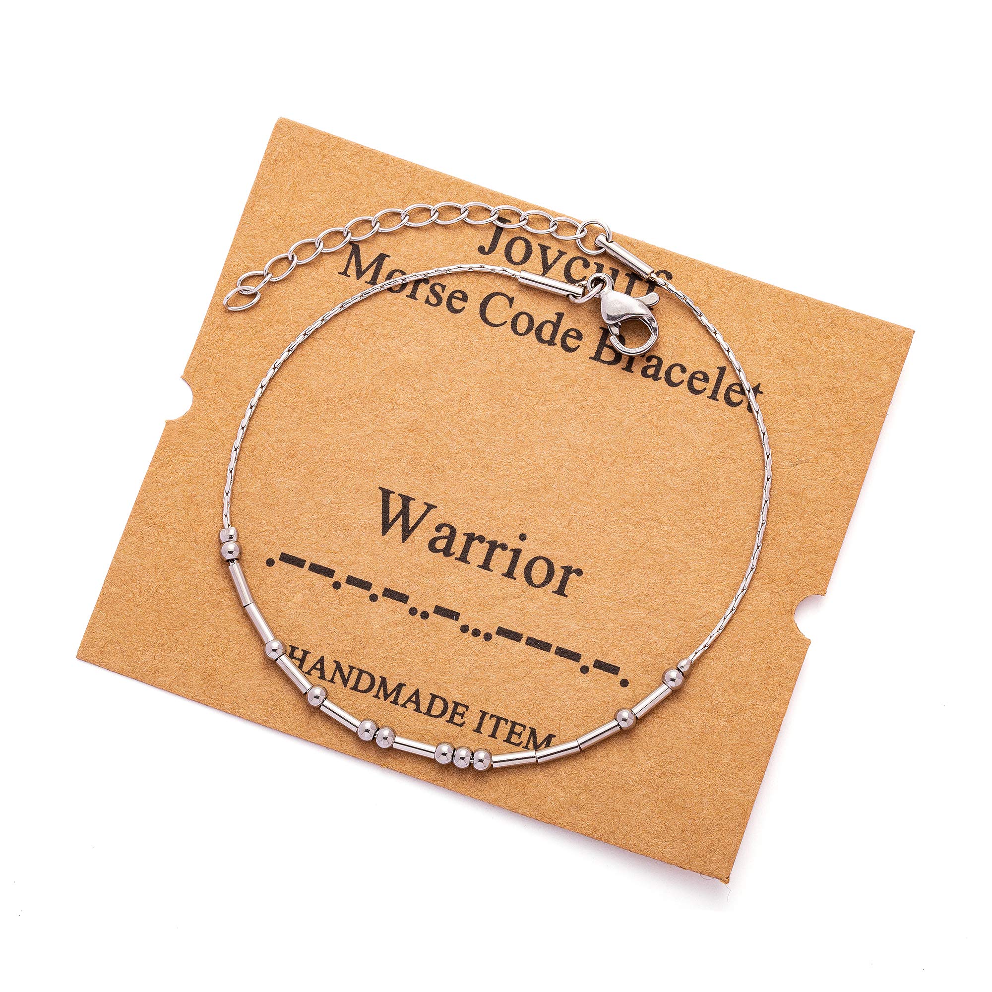 JoycuFF Warrior Morse Code Bracelets for Women Breast Cancer Survivor Gifts for Best Friend Inspirational Motivational Encourage