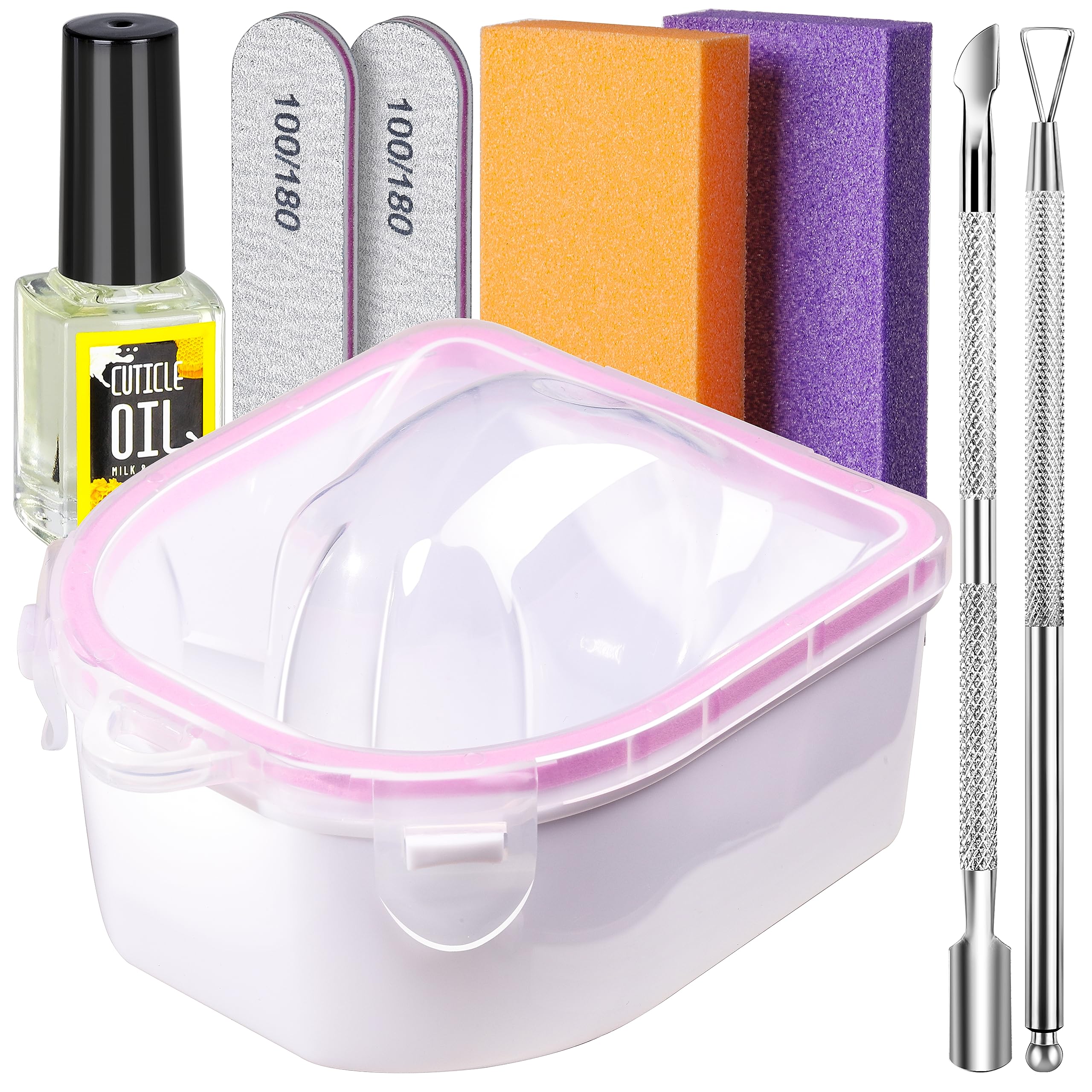 Teenitor Nail Soaking Bowl, Soak Off Gel Polish Dip Powder Remover, Manicure Bowl for Hand, Cuticle Remover Tools, Nail Brush Cu