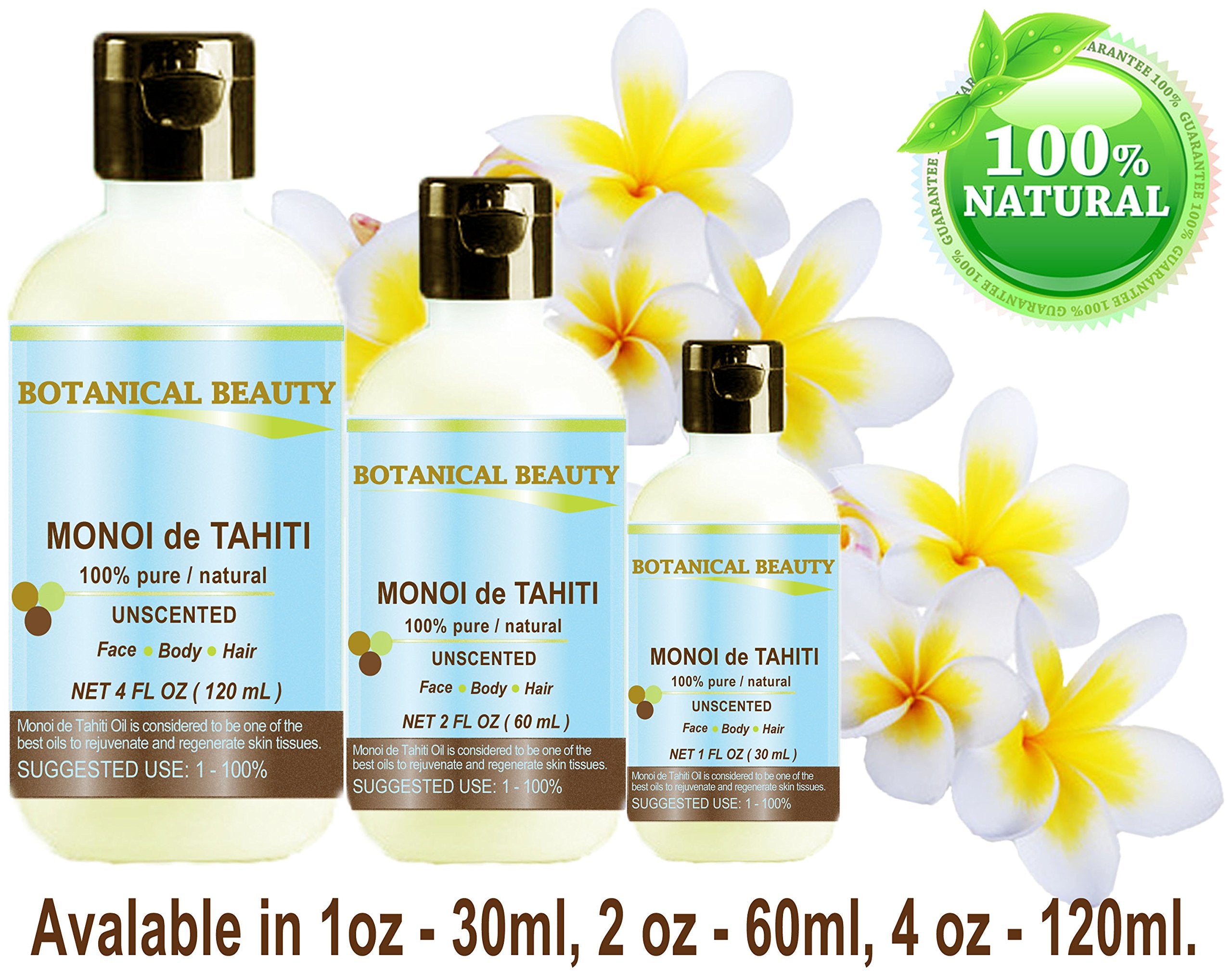 Monoi De Tahiti Oil 100% Pure Natural Cold Pressed Undiluted Virgin Unscented For Face, Hair and Body. 4 fl.oz.- 120 ml by Botan