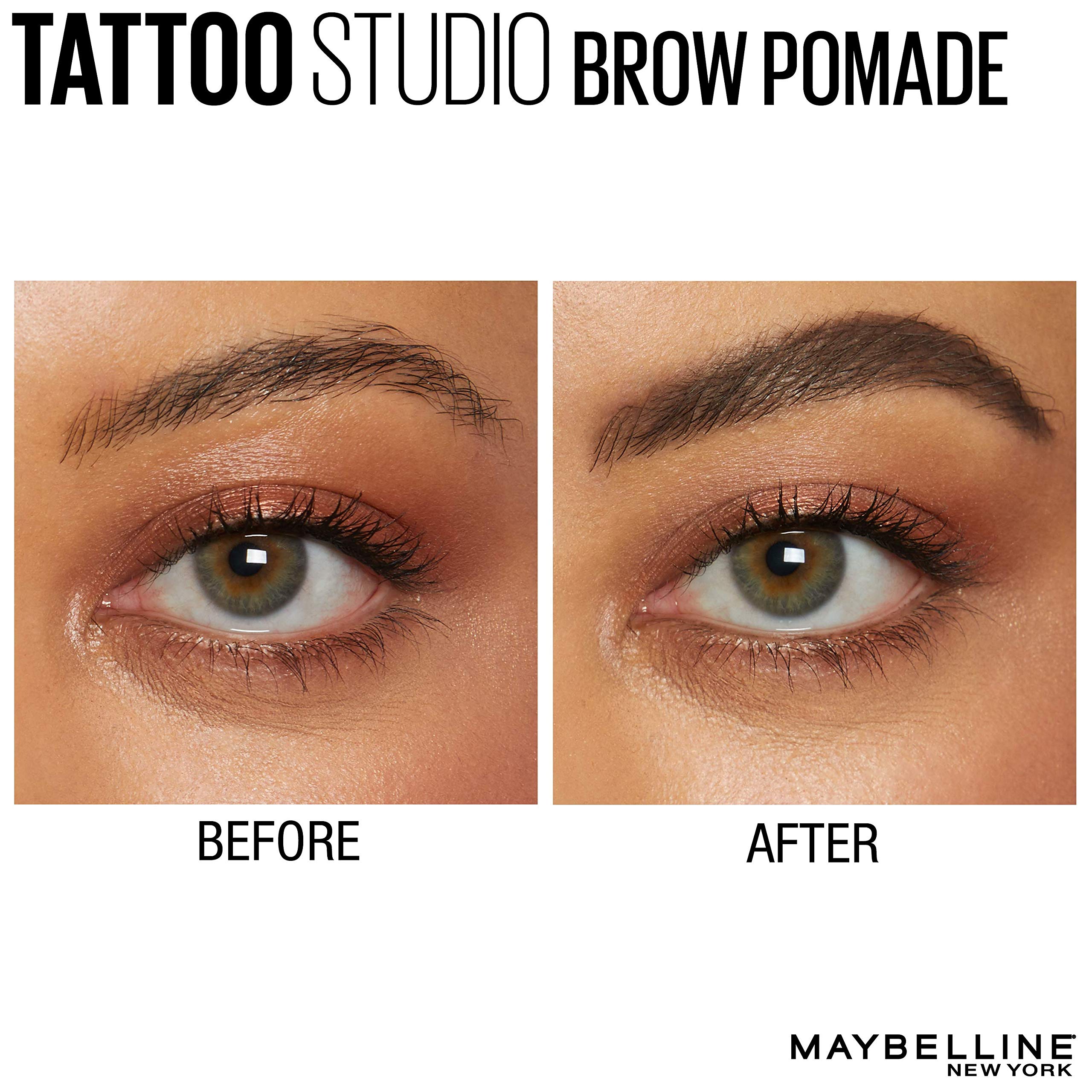 Maybelline Tattoostudio Brow Pomade Long Lasting, Buildable, Eyebrow Makeup, Deep Brown, 1 Count