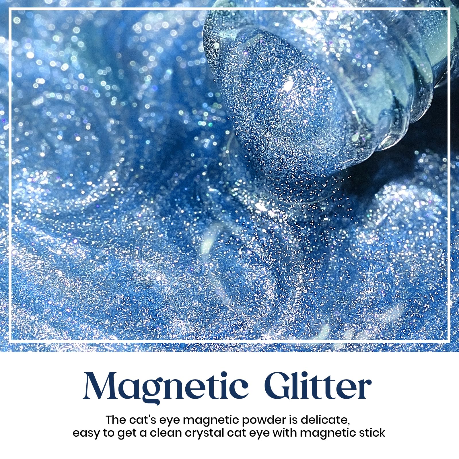 Mizhse Cat Eye Gel Nail Polish, 8 Colors Smoothie Magnetic Gel Polish Kit With Magnet Stick, Holographic Glitter Galaxy Winter C