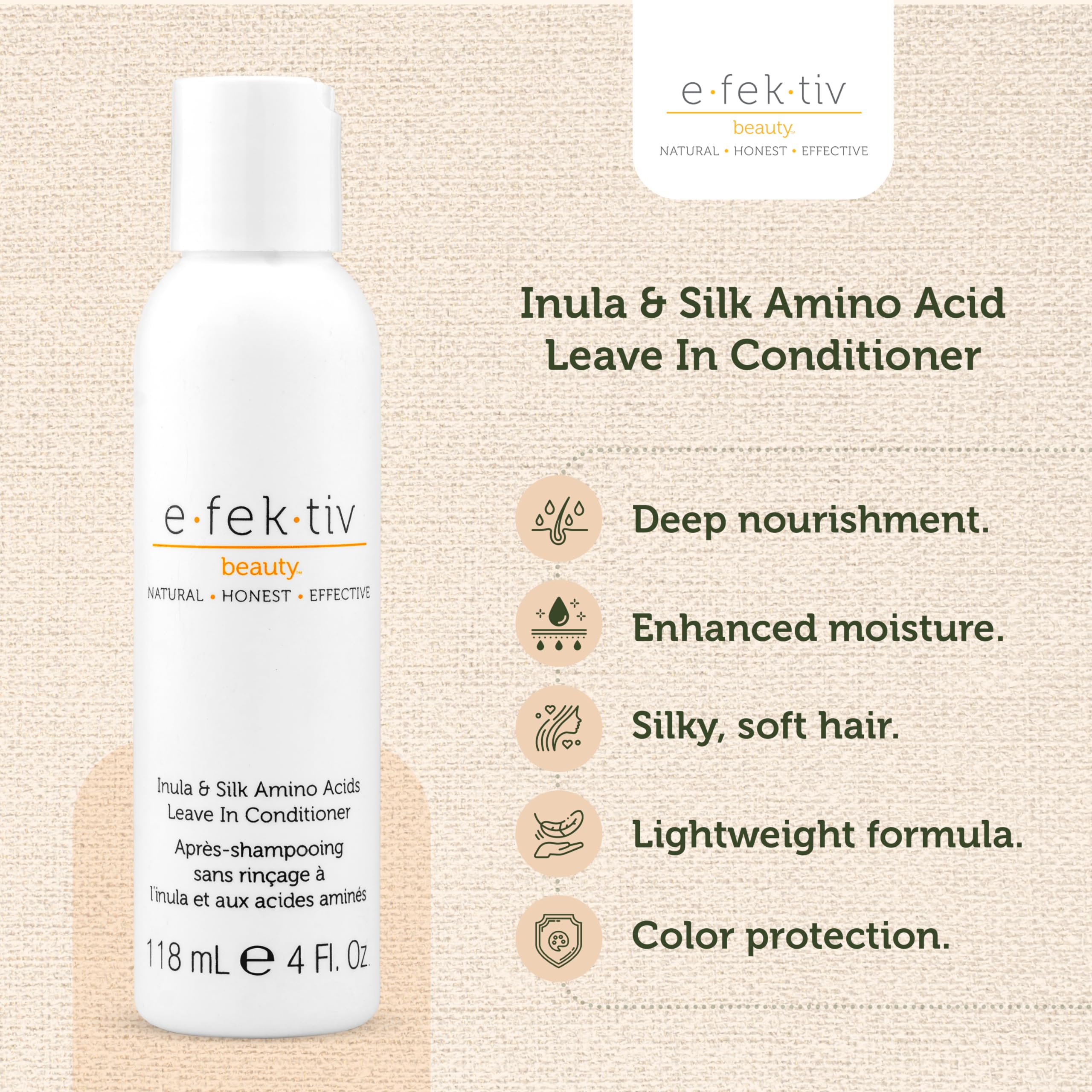 E.Fek.Tiv Beauty Inula Plus Silk Amino Acids Leave In Conditioner-Deeply Nourishes Hair-Provides A Boost Of Moisture-Leaves Tres
