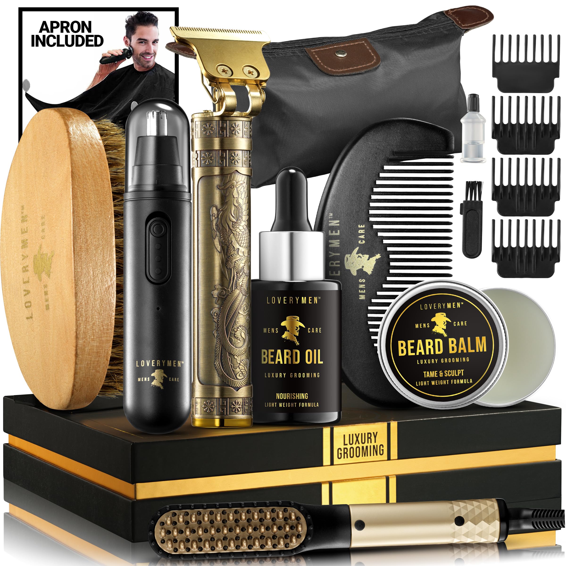Valentines Day Gifts for Him, Gifts for Men, Mens Grooming Beard Kit, Beard Trimmer, Nose Hair Trimmer, Hair Straightener Brush,