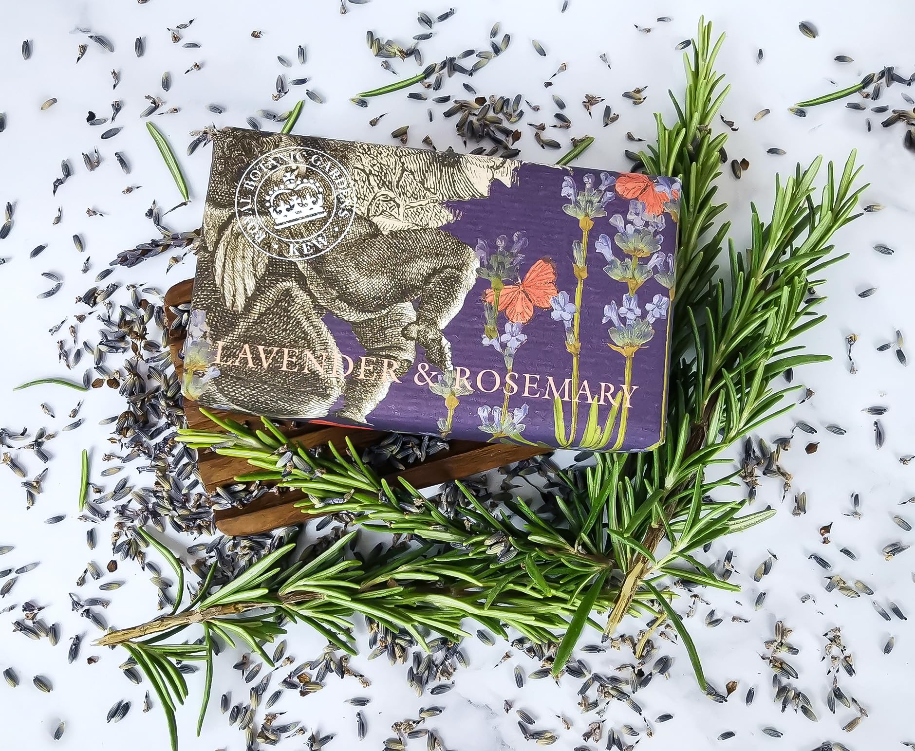 The English Soap Company Royal Botanical Gardens Kew Wrapped Soap Bar, Luxury Lavender Shea Butter Soap Bar, Moisturising Soap B