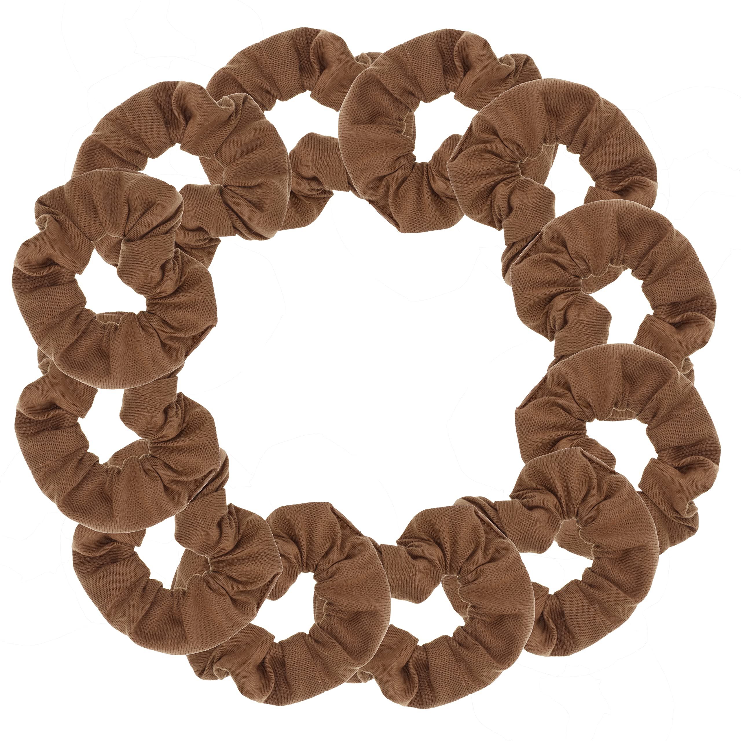 12 Pack Solid Hair Ties Scrunchies (LIght Brown)