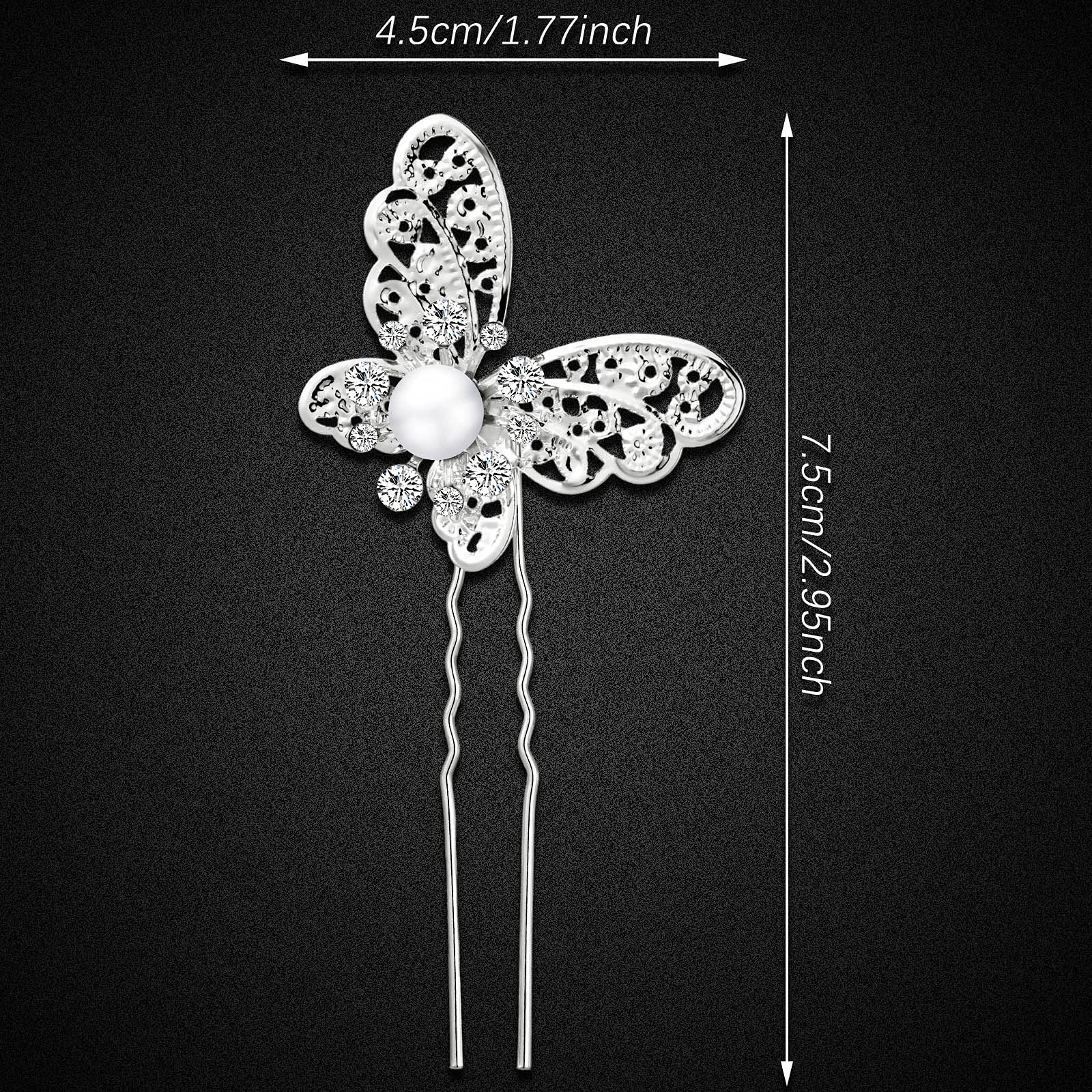 12 Pieces Butterfly Hair Pin Butterfly Hair Clips Crystal Pearl Hair Clips Bridal Wedding Hair Pins Bride Headwear Hair Accessor