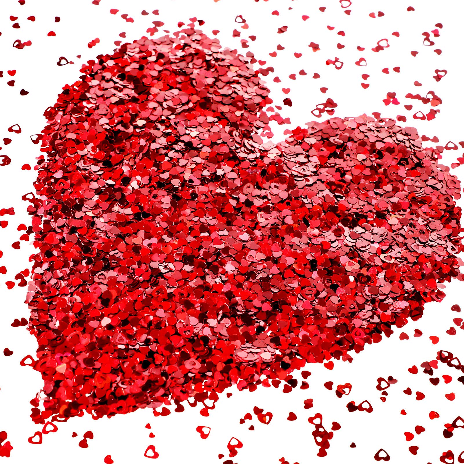 20 Gram Valentine Heart Nail Glitter Sequins Laser Heart Nail Stickers 3D Shiny Sweet Love Nail Decals for Valentine's Day Manic