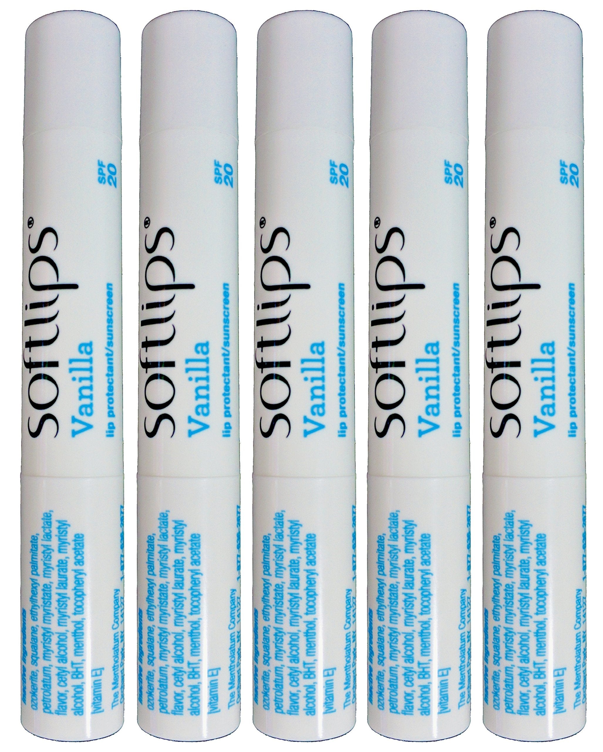 Softlips Lip Balm Protectant Spf 20, Vanilla (Pack Of 5)
