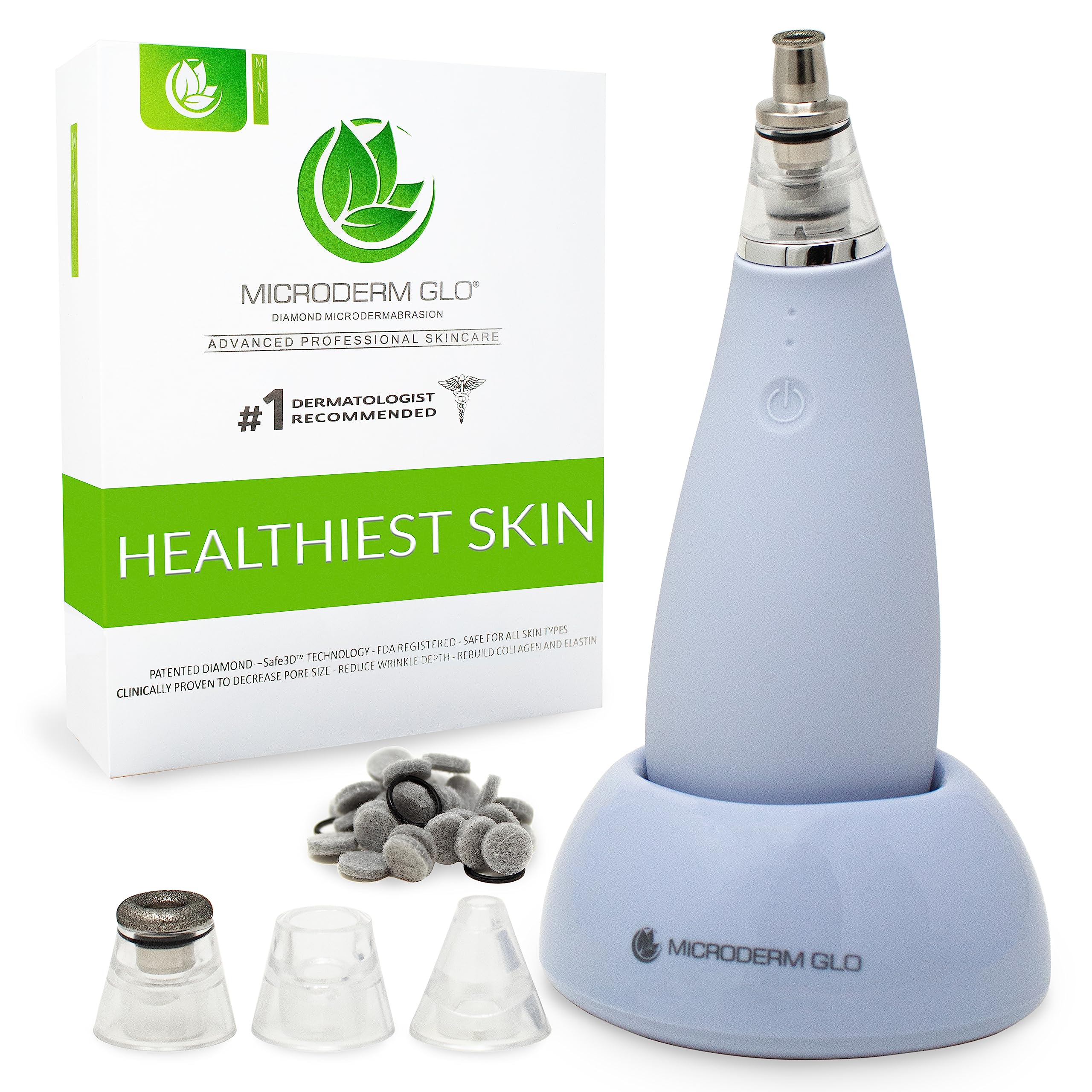 Microderm GLO MINI Diamond Microdermabrasion and Suction Tool - Best Blackhead Remover Pore Vacuum - #1 Advanced Facial Treatmen