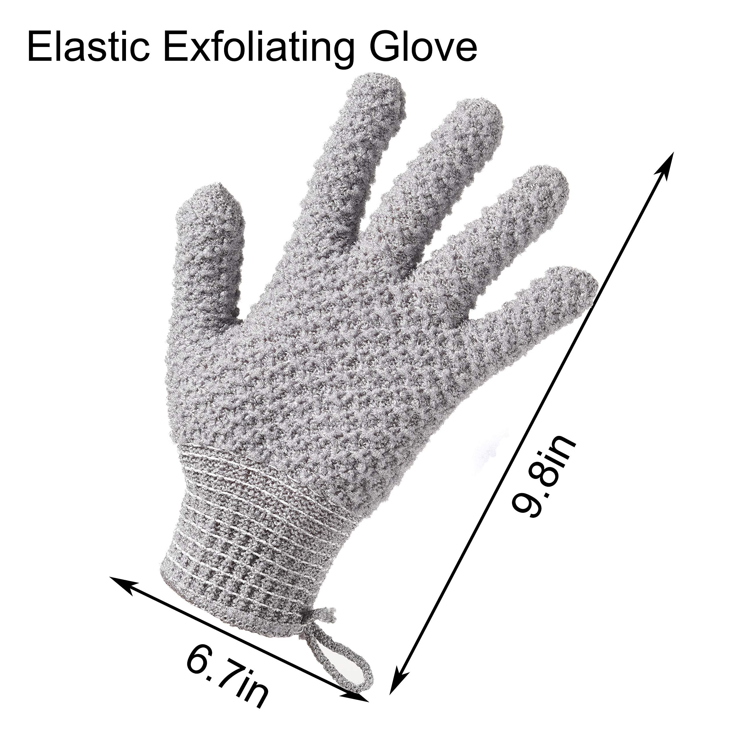 Cleedy Bath Exfoliating Gloves Scrub - 4 Pcs(2 Pairs) Lengthened And Large Exfoliating Scrubbing Gloves For Shower, Spa, Massage