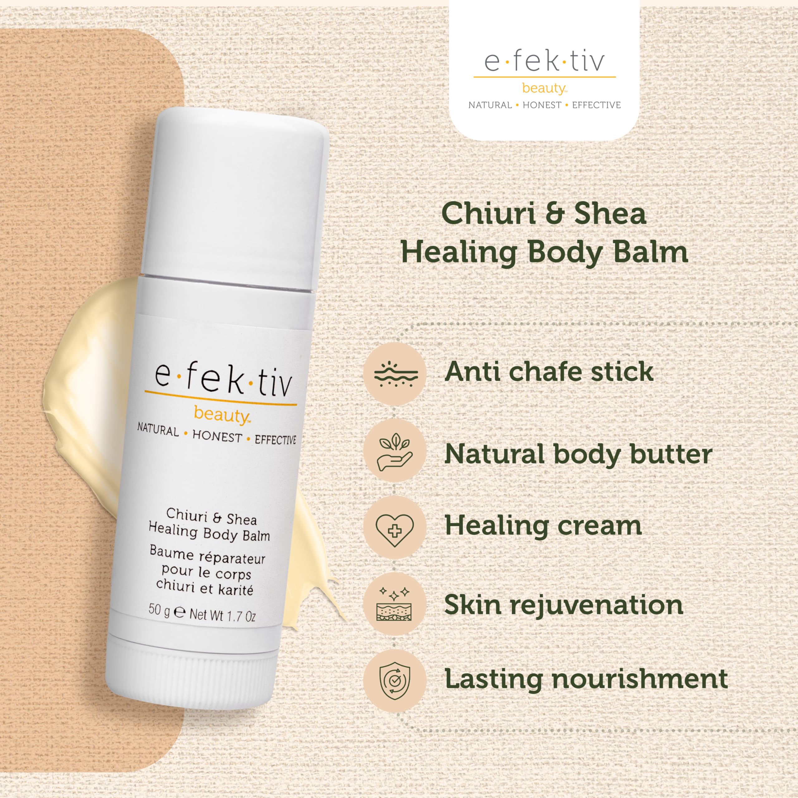 E.Fek.Tiv Beauty Chiuri And Shea Healing Body Balm - Deep Moisturizing And Hydrating - Body Butter Hydrating Balm - Travel Size