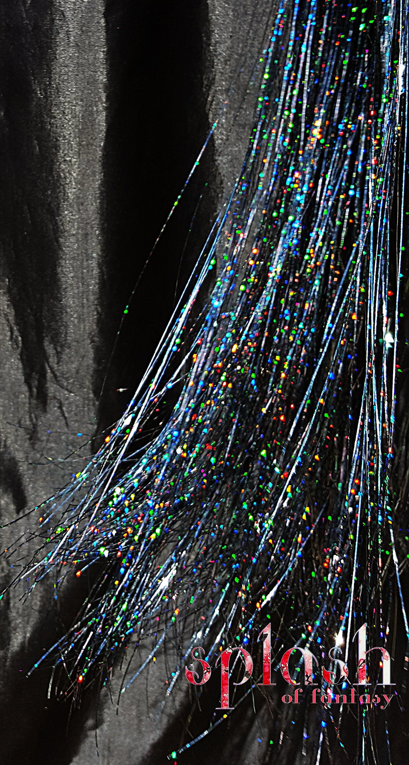 40 Sparkling Hair Tinsel 100 Strands (Stellar Midnight Black)
