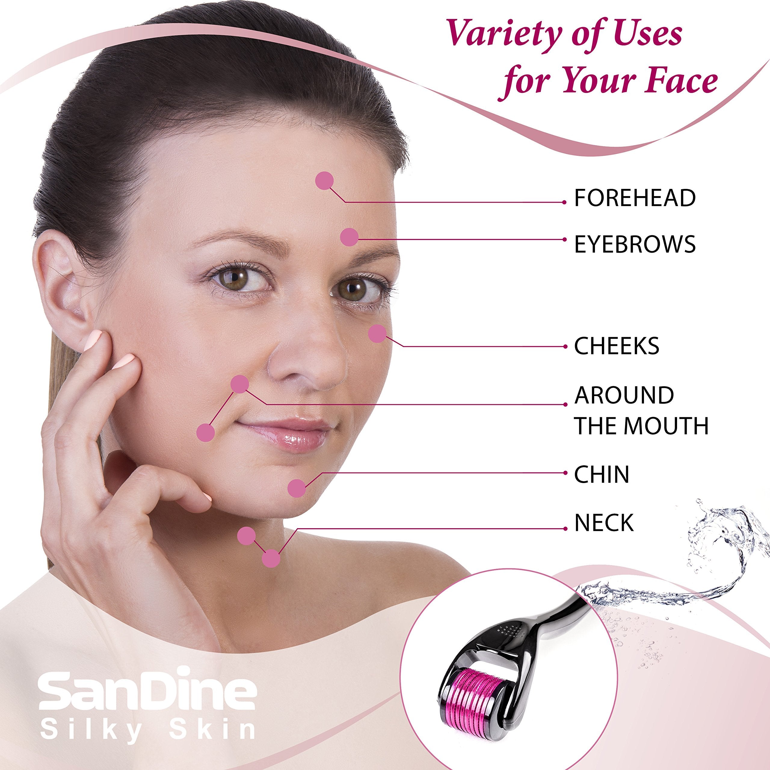 Microneedle Skin Roller - 540 Micro Needle Skin Care System - Ideal to Keep Your Skin Young and Radiant - Titanium for Silky Smo