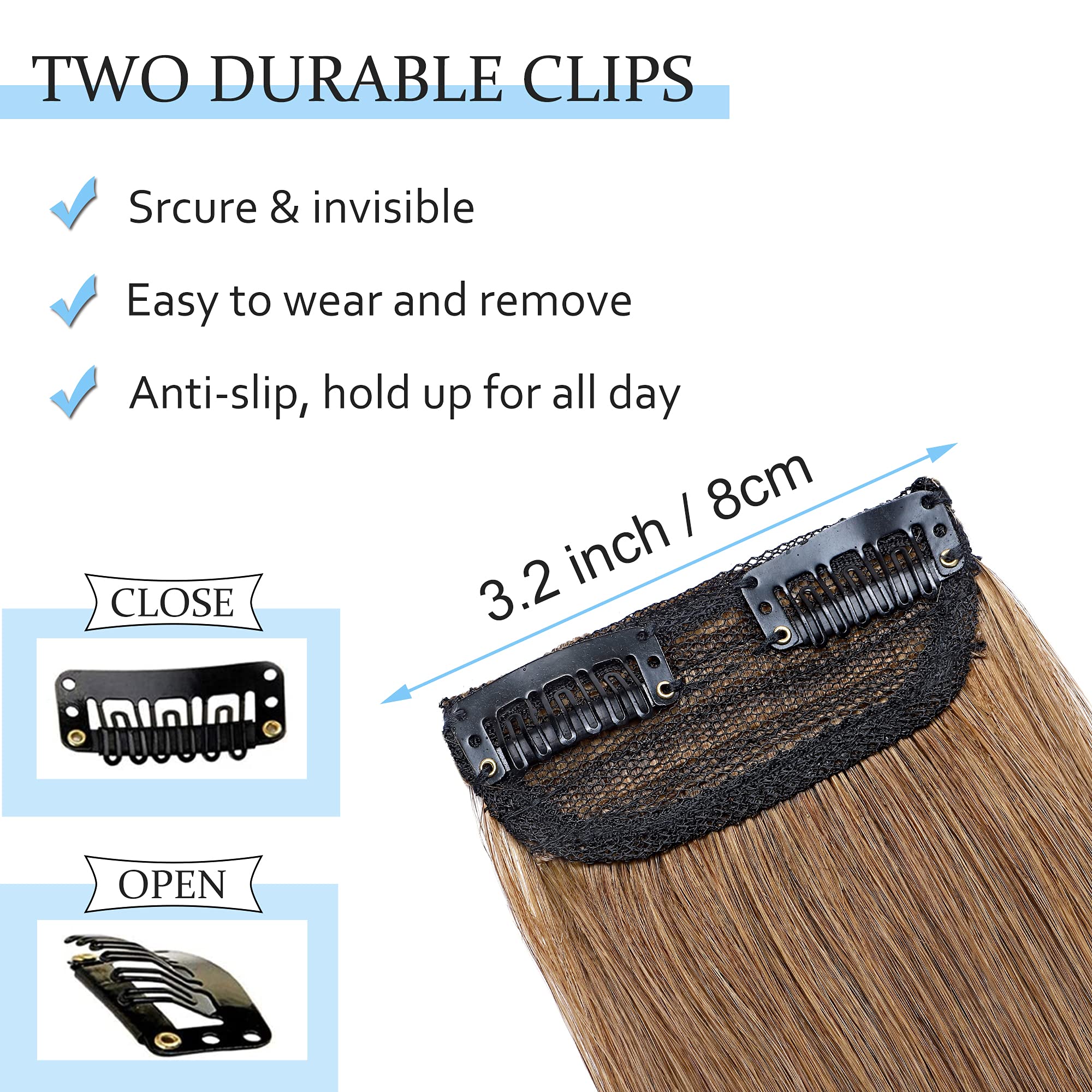 Sego 2 Pcs Clip In Short Hair Extensions 4 Inch 16G 100% Human Hair Hairpiece Human Hair Toppers For Women With Thinning Hair Ad