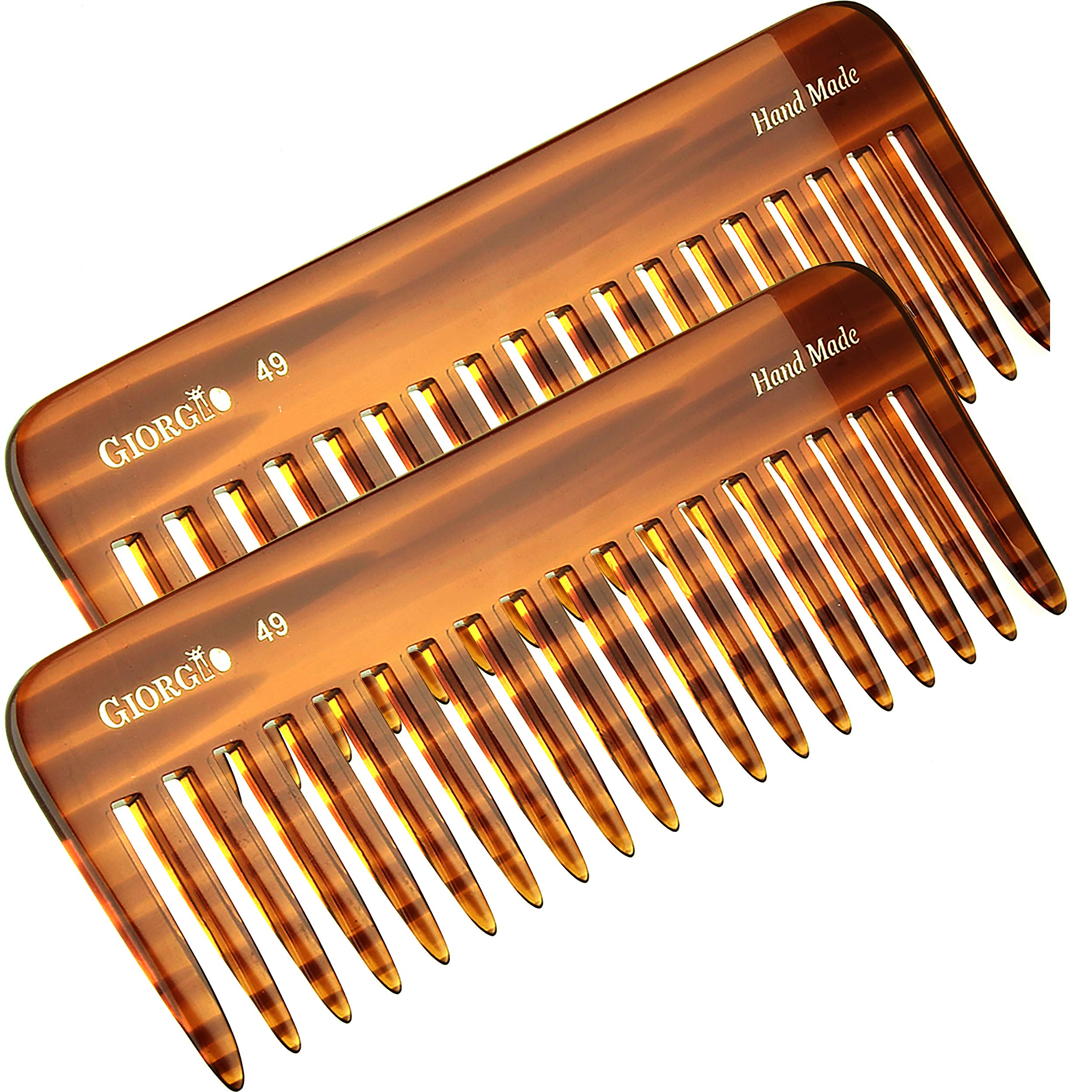 Giorgio G49 Large 5.75 Inch Hair Detangling Comb, Wide Teeth for Thick Curly Wavy Hair. Long Hair Detangler Comb For Wet and Dry