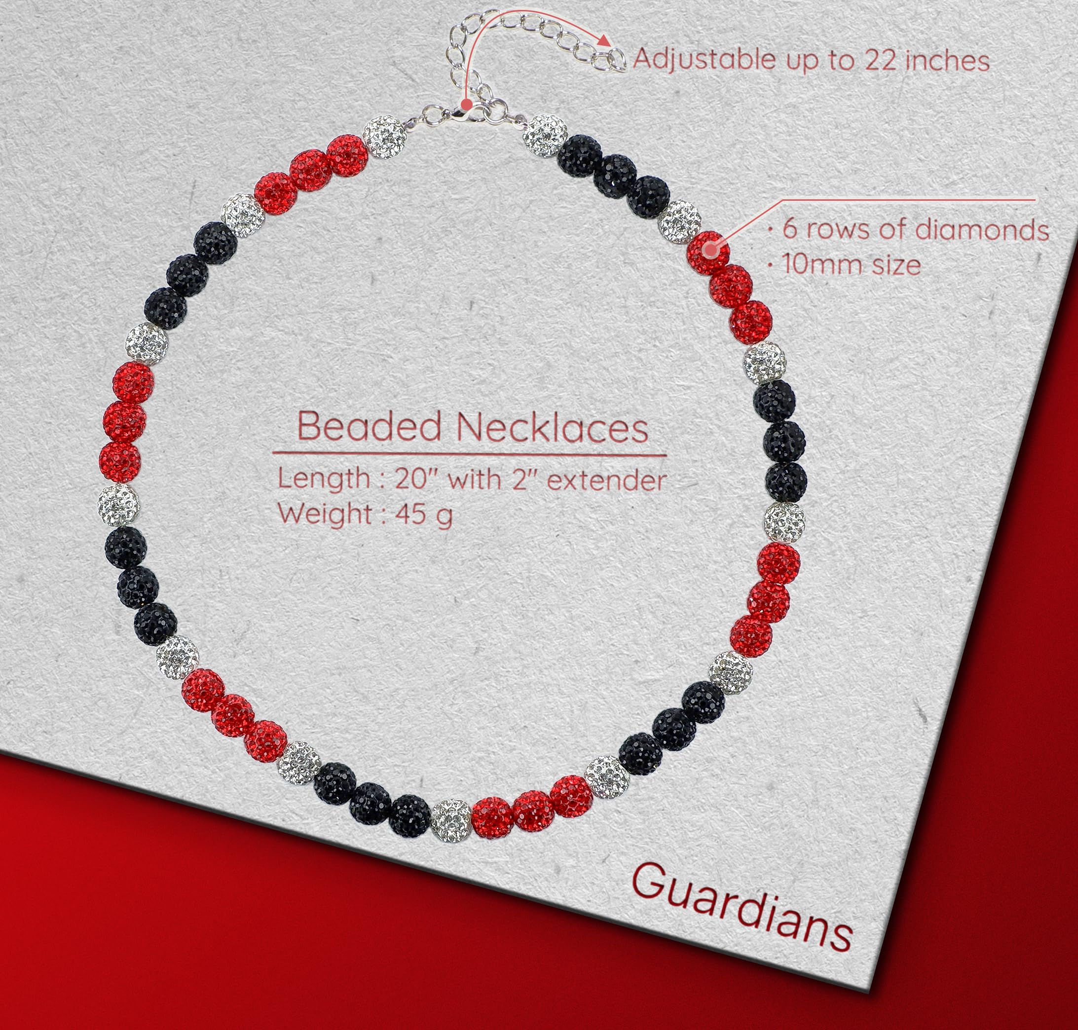SUPBOMM Baseball Ice Necklace, Bling Beaded Necklaces, Drip Chain, League Team Colors Gifts for Men, Guardians