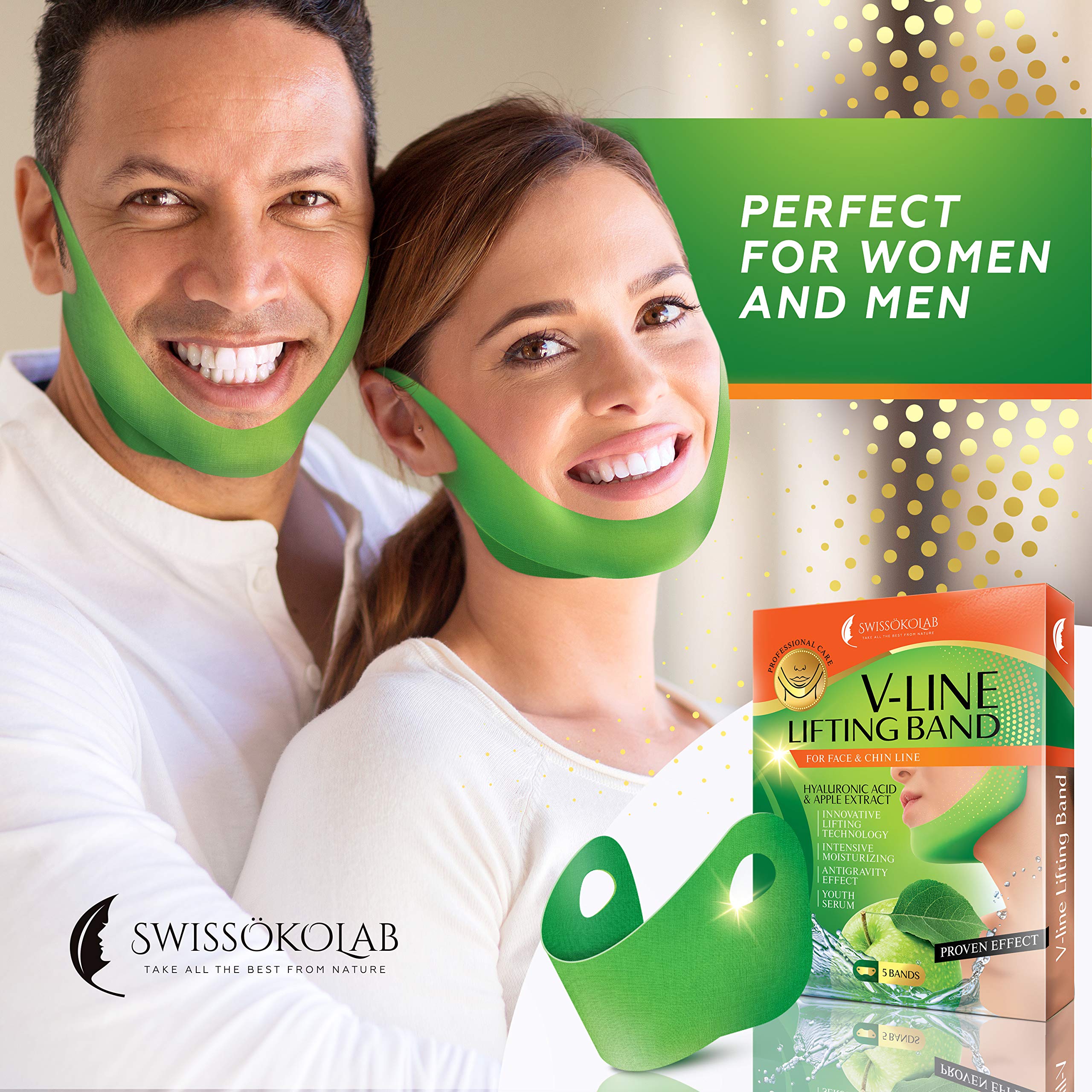 Swisskolab V Shape Lifting Up Face Mask Chin Up Patch Double Chin Reducer Chin Contour Tightening Firming Face Lift Tape Mask V-