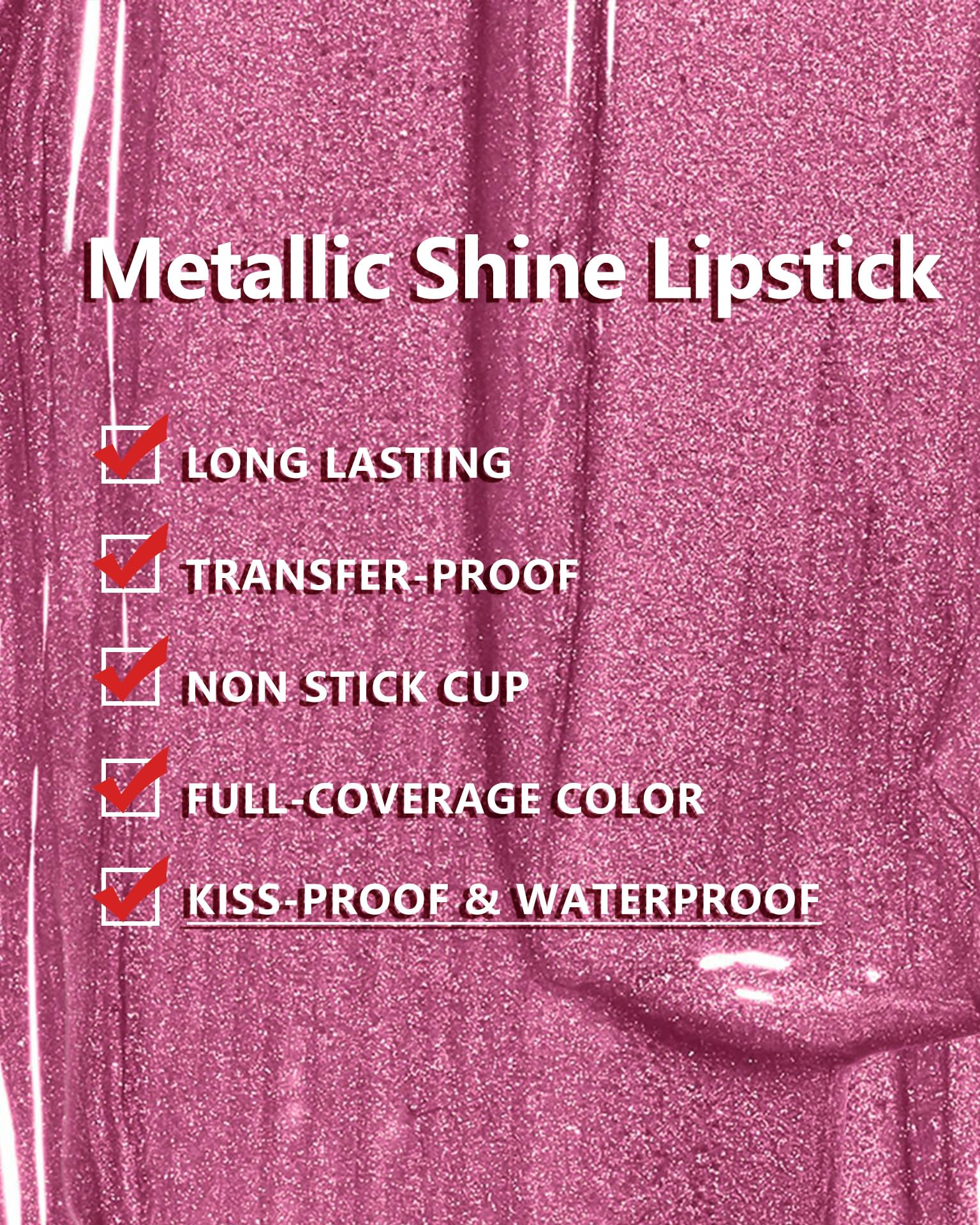 Maki Yika Metallic Lipsticks Long Lasting Brown Lipstick For Women, High Shine Glitter Lipstick No Smudge Transferproof Iquid Li