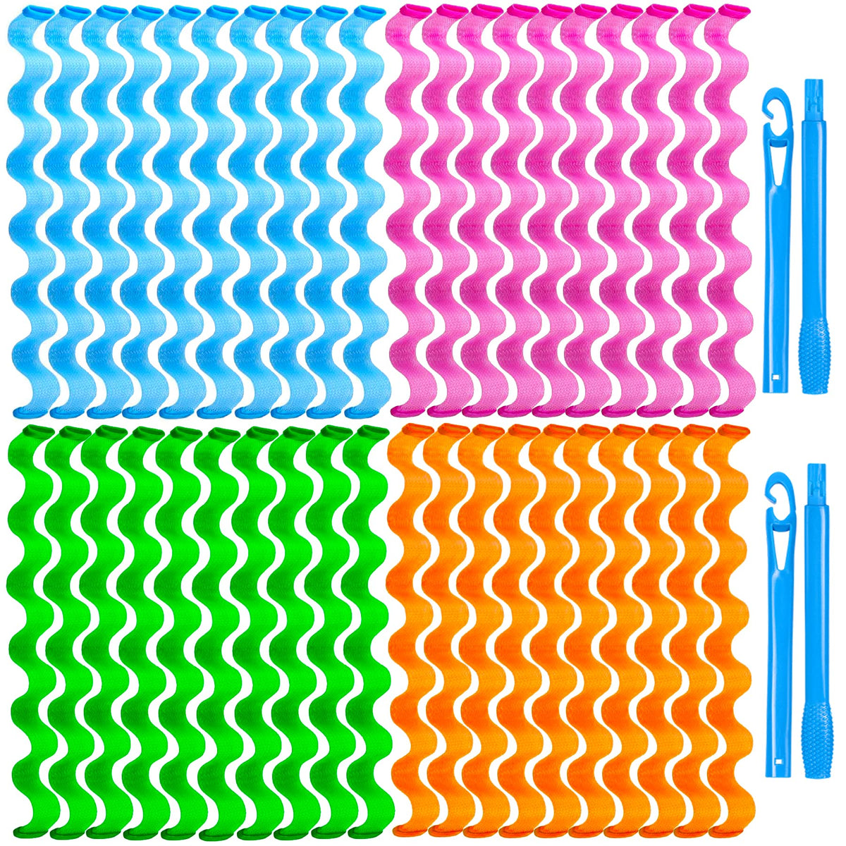 42 Pieces Heatless Waves Hair Curler, No Heat Damage Wavy Hair Curlers with 2 Sets of Styling Hooks, Heatless Curls for Women Gi