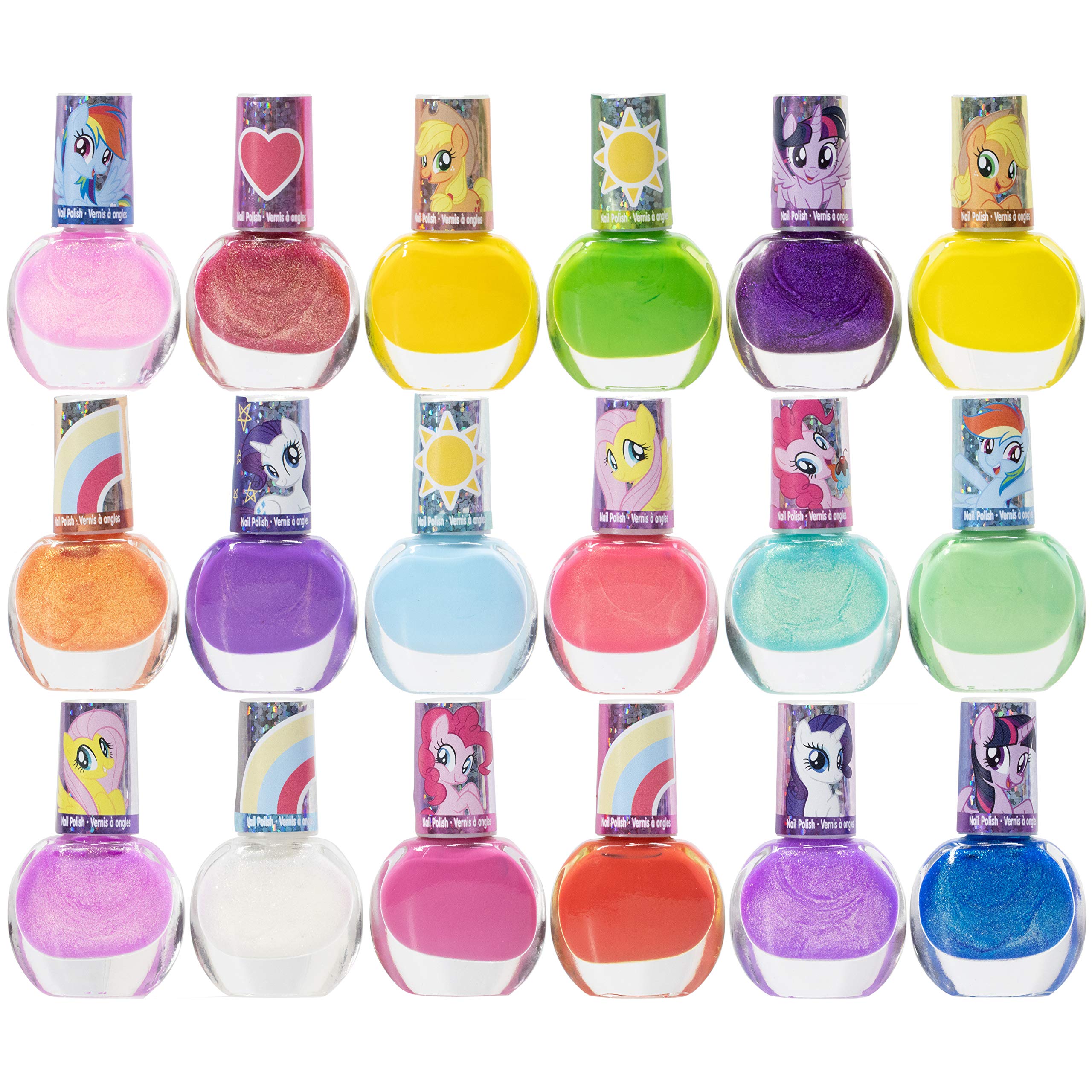 Townley Girl My Little Pony Non-Toxic Water Based Peel-Off Nail Polish Set with Glittery and Opaque Colors for Girls Kids Teens