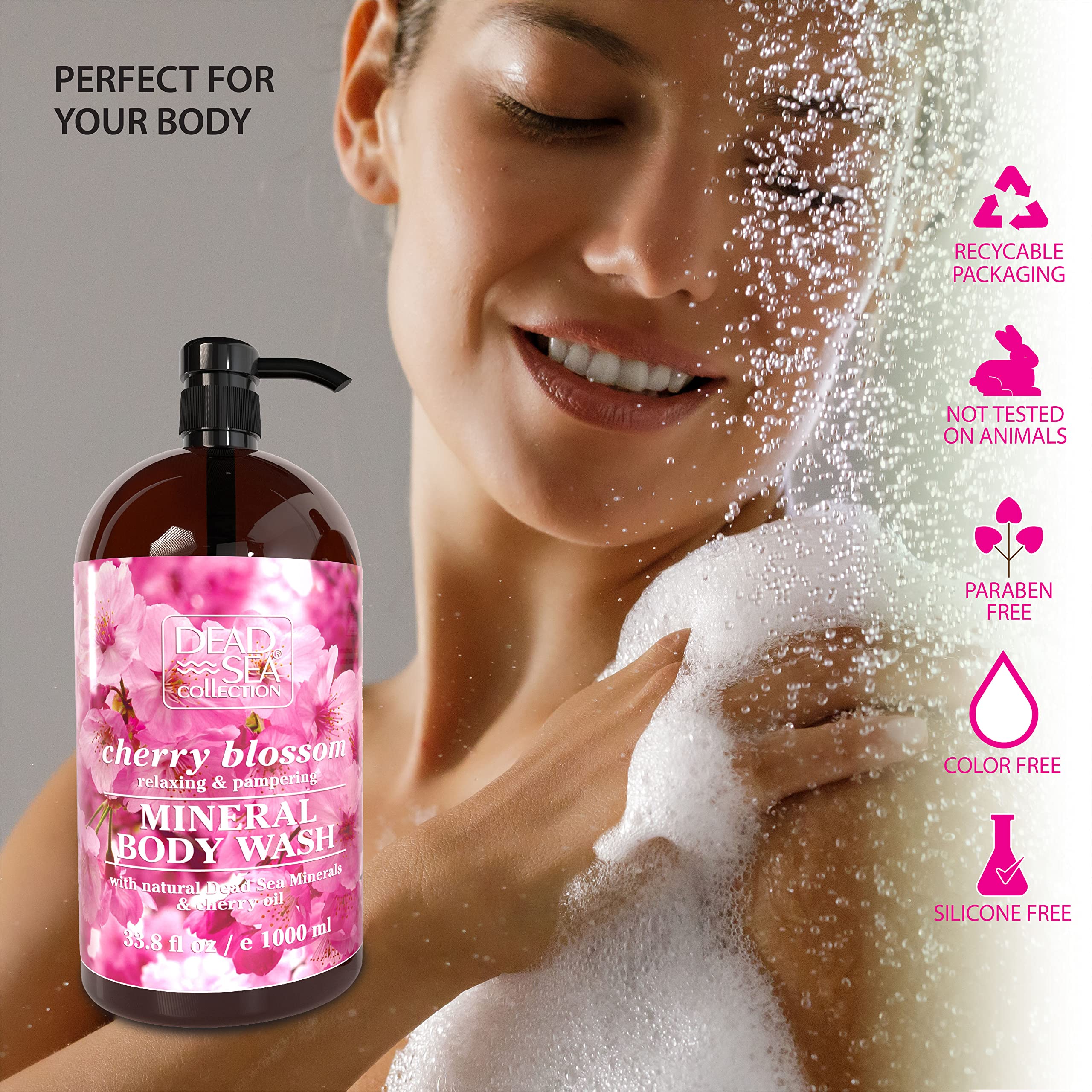 Dead Sea Collection Cherry Body Wash - With Dead Sea Minerals And Cherry Seeds Oil - Cleanses And Moisturizes Skin - Pack Of 2 (