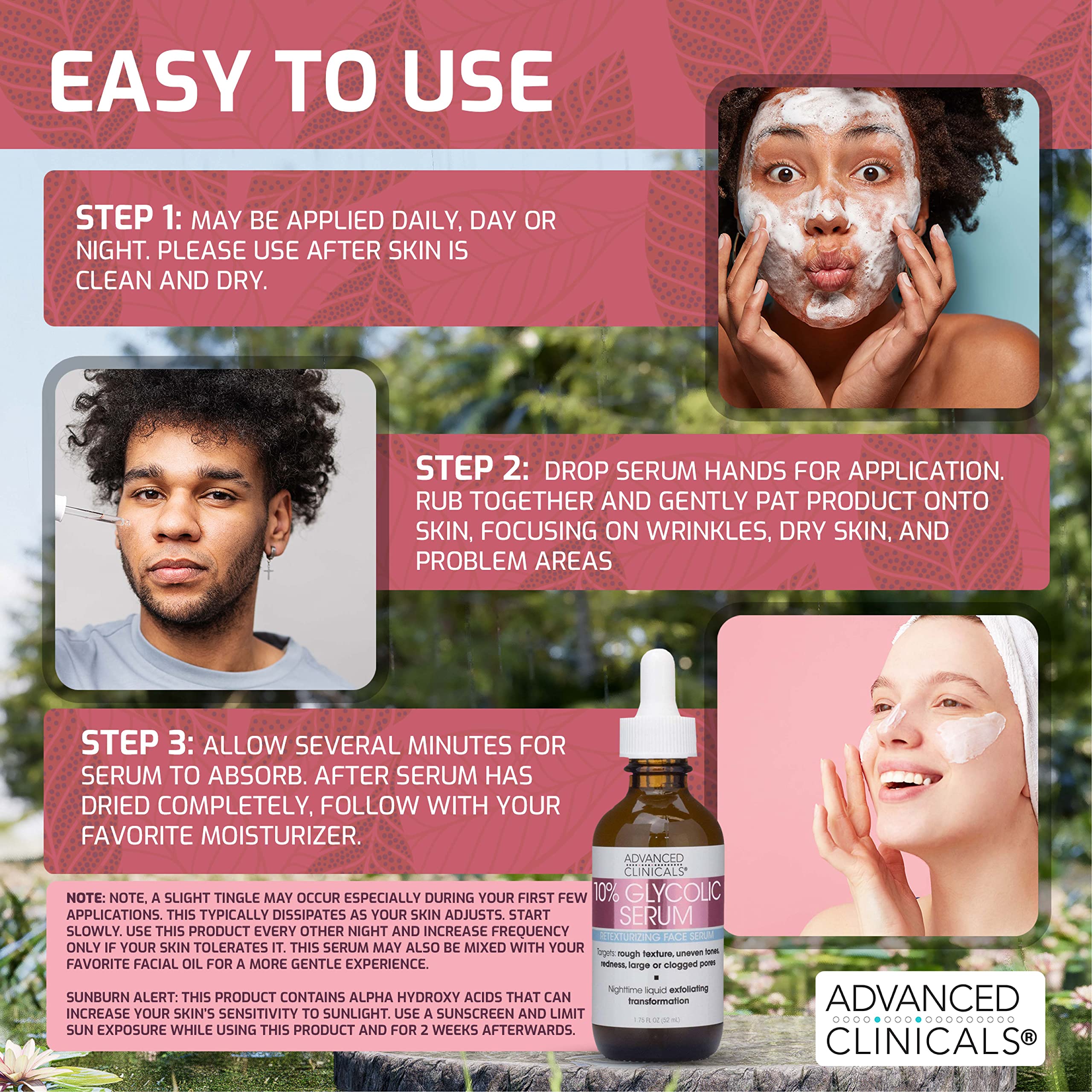 Advanced Clinicals 10% Glycolic Acid Peel Serum + Salicylic Acid Skin Care Treatment For Face. Gentle Facial Formula Targets Fin