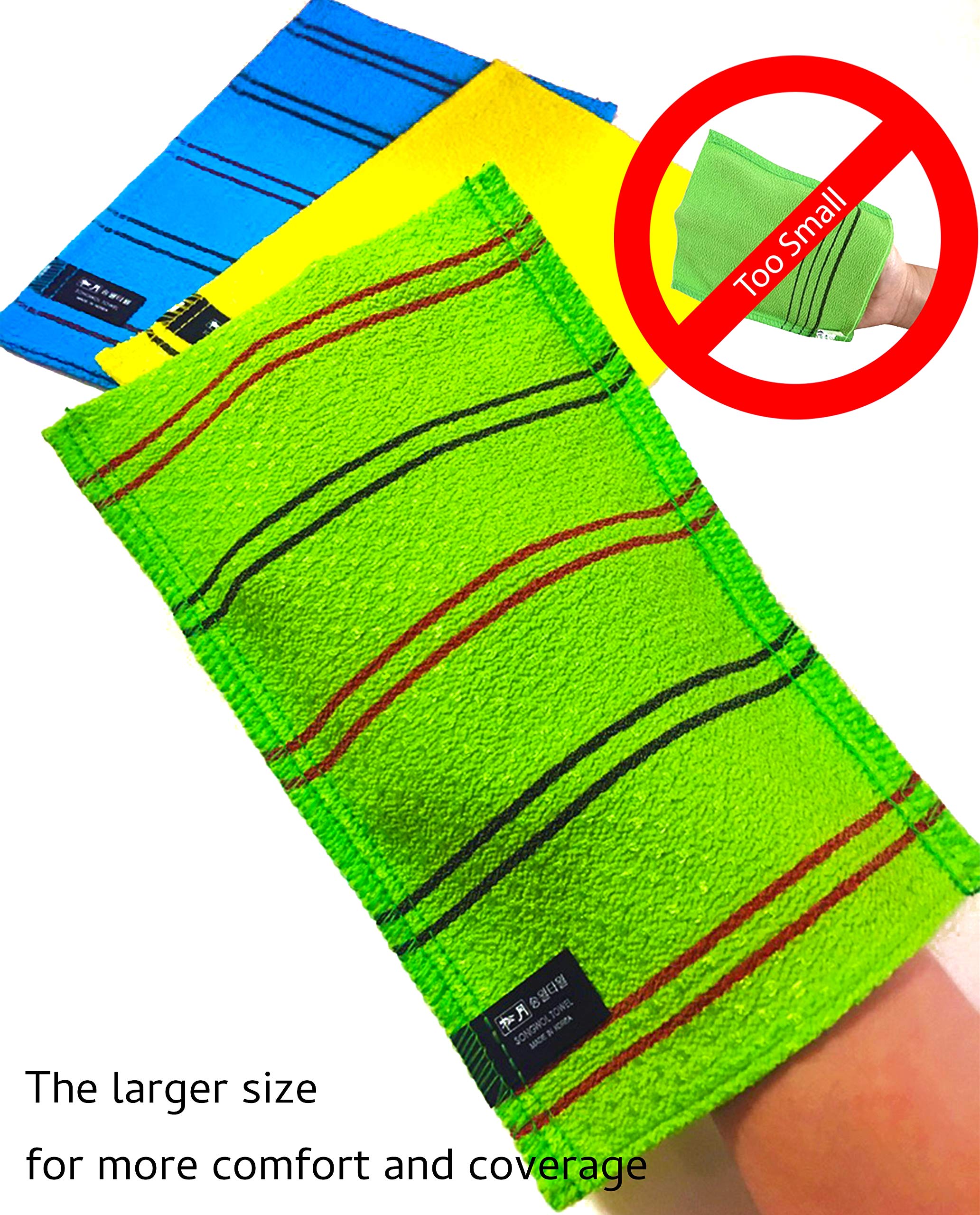 Songwol 3X Large Exfoliating Gloves (A Set Of 3 Different Abrasive Levels) Bath Wash Clothes Mitt
