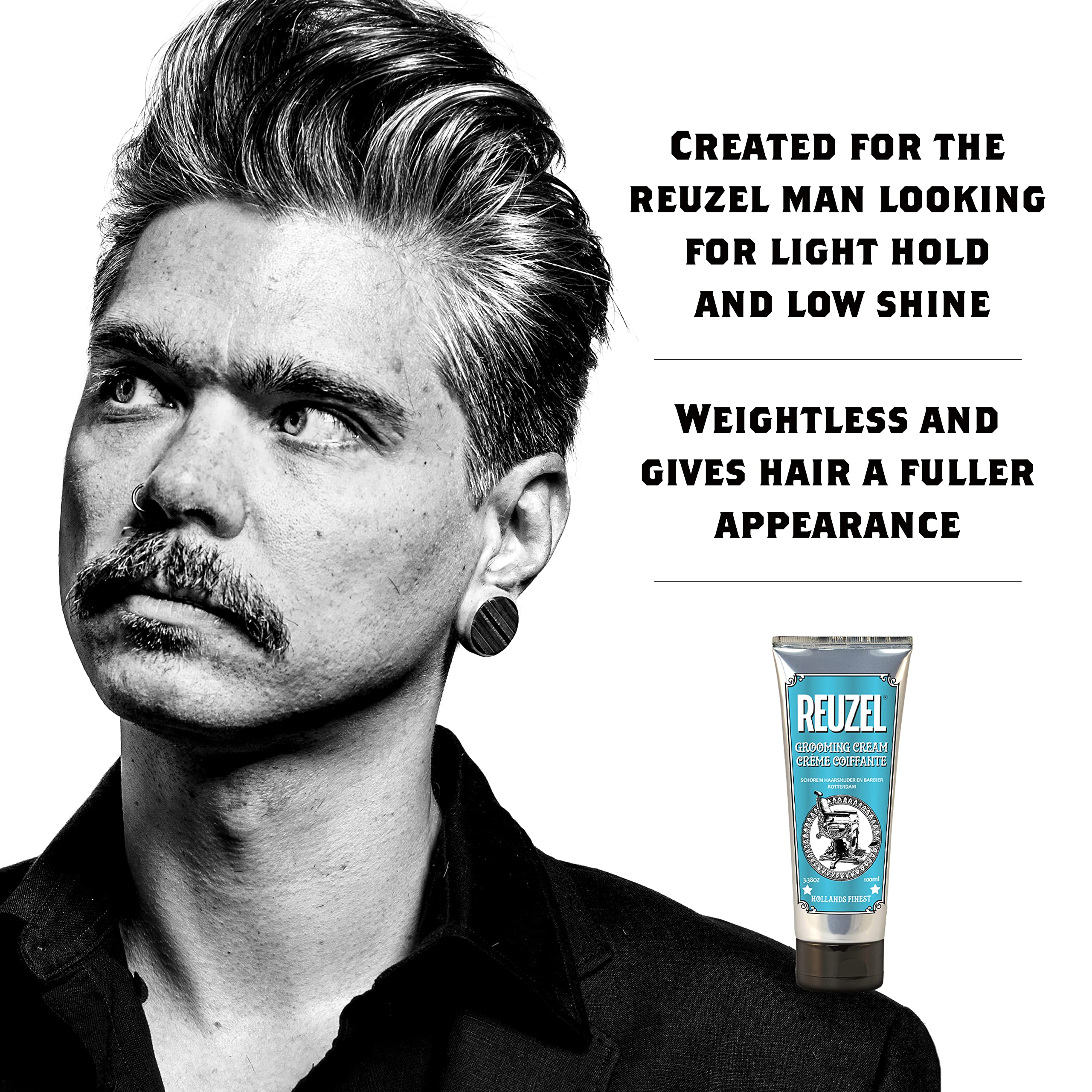 Reuzel Grooming Cream, Water Based Formula, 3.38 Oz