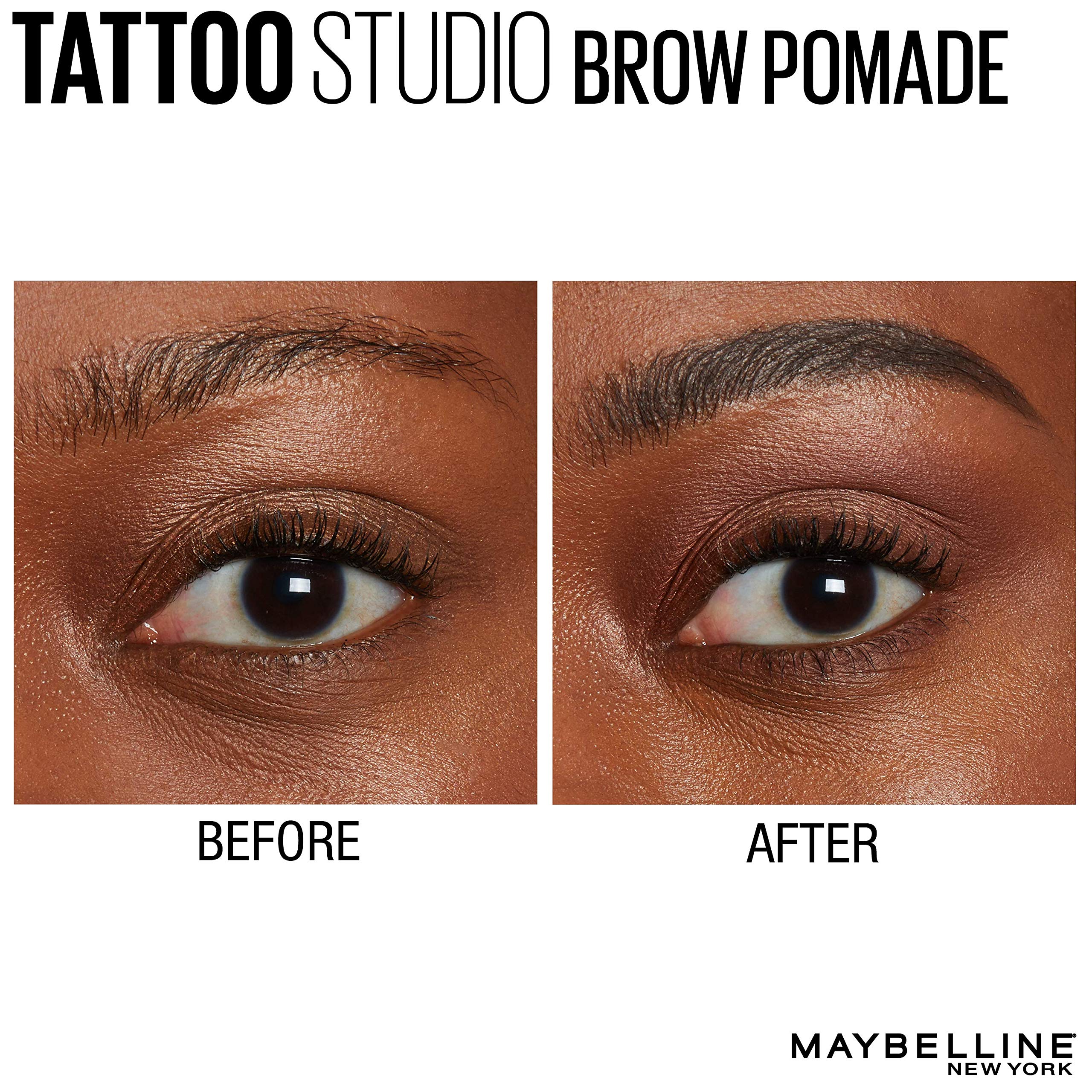 Maybelline TattooStudio Brow Pomade Long Lasting, Buildable, Eyebrow Makeup, Black Brown, 1 Count
