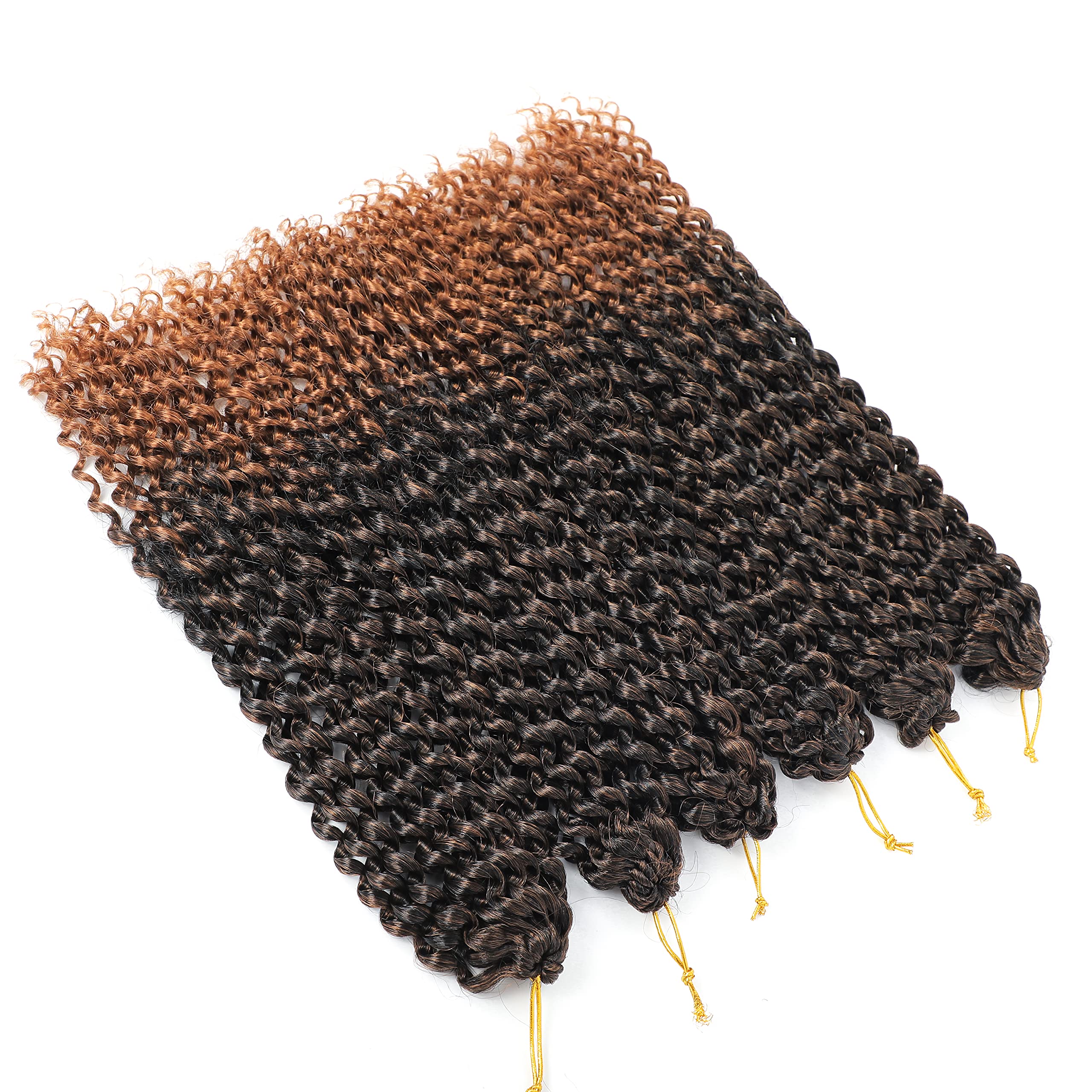 Ombre Brown Passion Twist Hair 14 Inch 8 Packs Water Wave Crochet Hair Braiding Hair Bohemian Spring Twist Hair Crochet Braids S