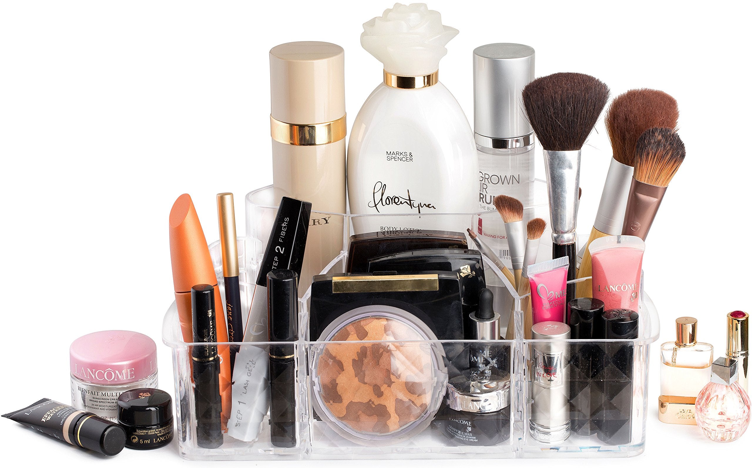 Masirs Clear Cosmetic Storage Organizer - Easily Organize Your Cosmetics, Jewelry. Looks Elegant Sitting On Your Vanity, Bathroo