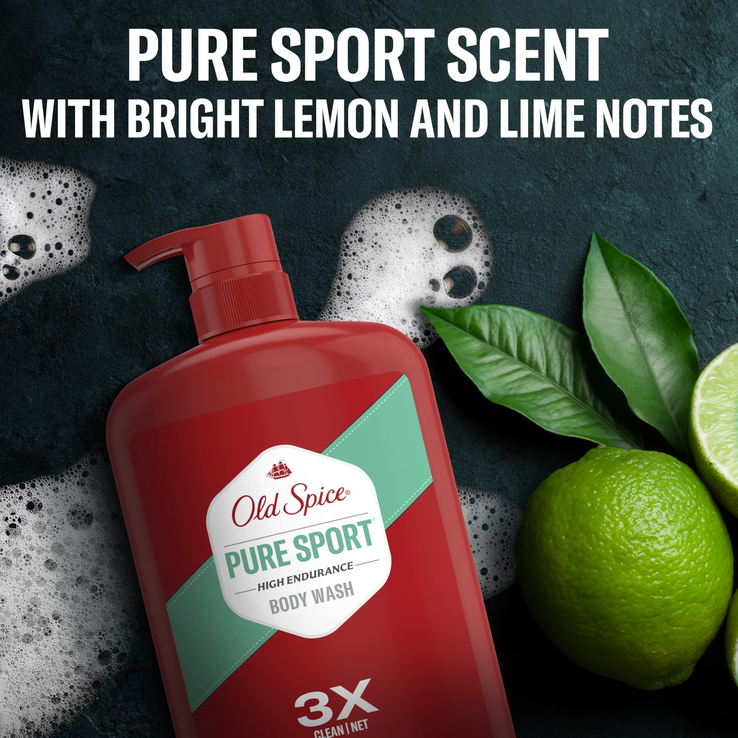 Old Spice Refreshing Body Wash for Men, High Endurance, 3X Defense, 24/7 Shower Fresh with Long Lasting Scent, Pure Sport Scent,