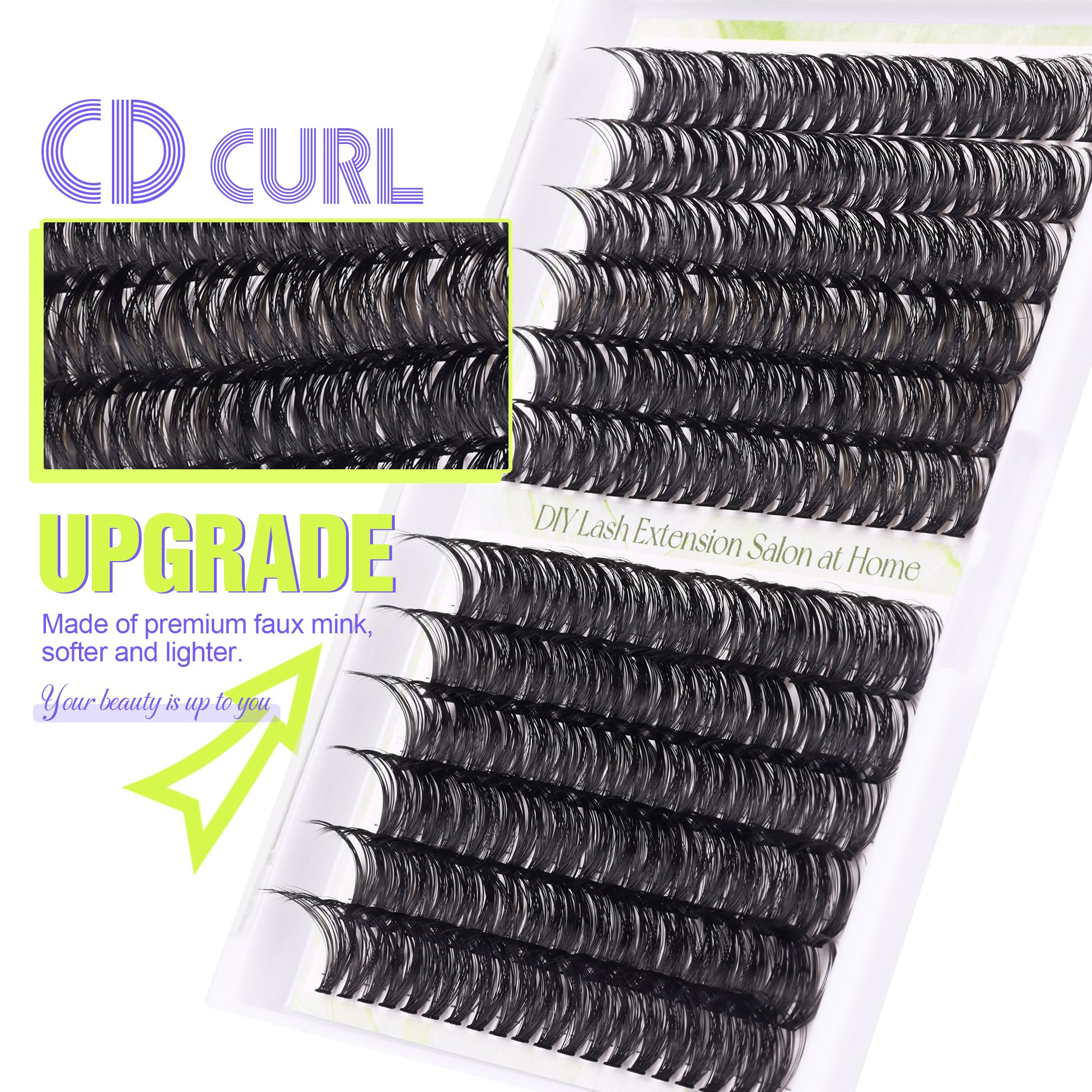 Alice Lash Clusters Diy Lash Extensions 240Pcs 14-20Mm Individual Lashes Cluster Lashes Natural 40D D Curl Eyelash Extensions Fa