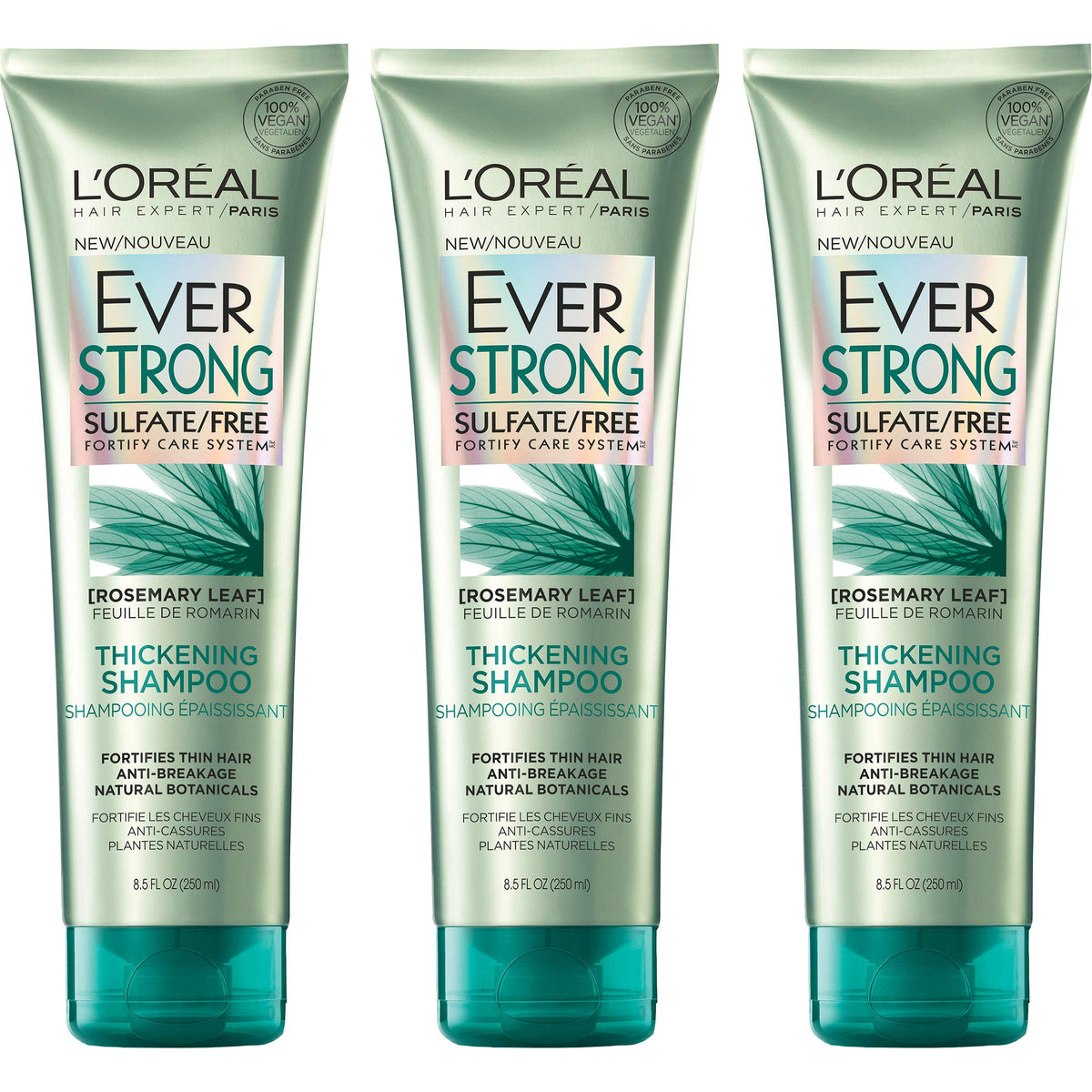 L'Oreal Paris Hair Care Everstrong Sulfate Free Thickening Shampoo, 3 Count