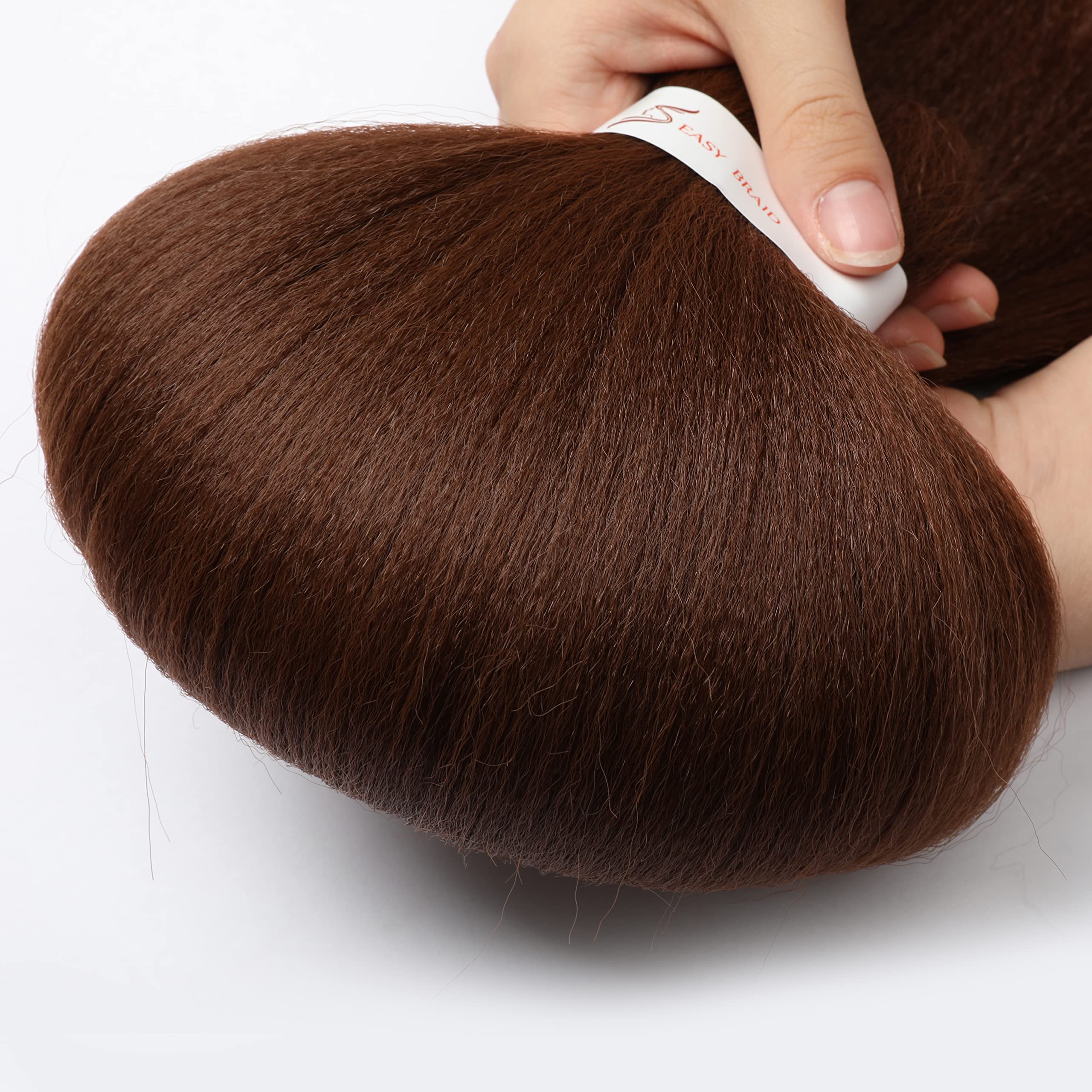 Showcoco Easy Braid Pre Stretched Braiding Hair Auburn Brown 32 Inch Yaki Texture Easy Crochet Braids 8 Packs Hot Water Setting