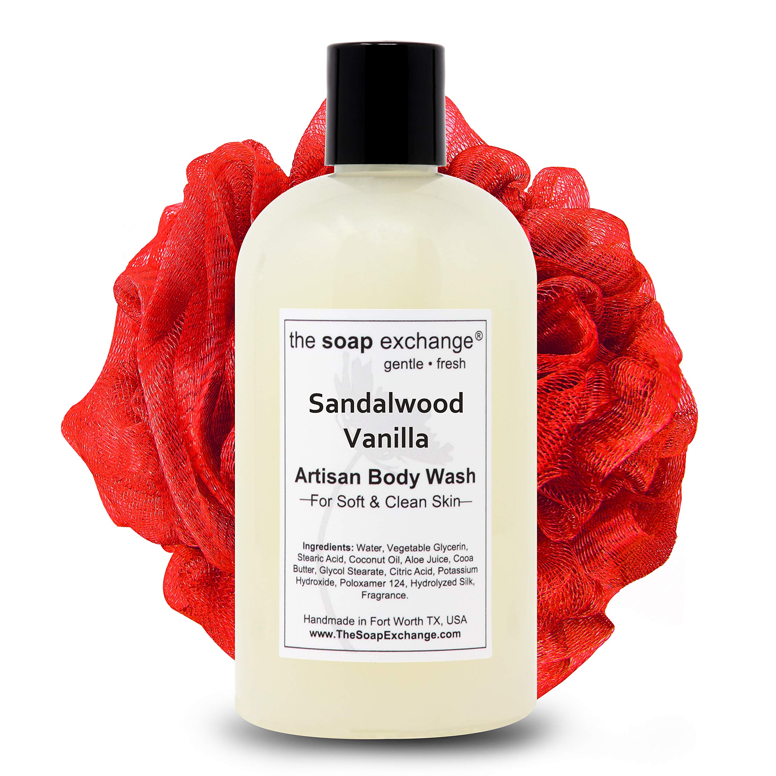 The Soap Exchange Body Wash - Sandalwood Vanilla Scent - Hand Crafted 12 Fl Oz / 354 Ml Natural Artisan Liquid Soap For Hand, Fa