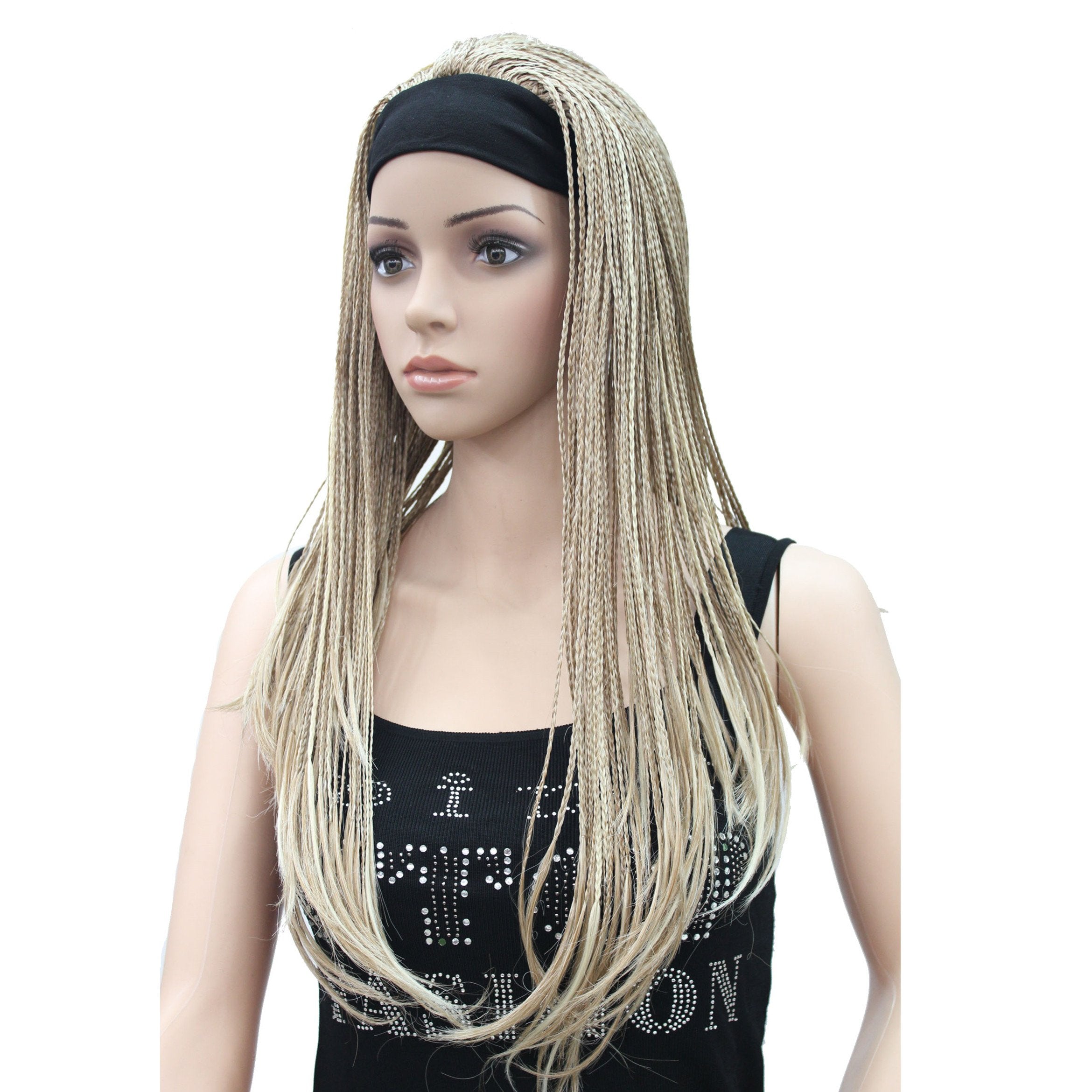 Lydell Braided Wig Afro Long Synthetic Fully Hand Tied Twist Braided Wigs (H16-613 Blonde Highlighted)