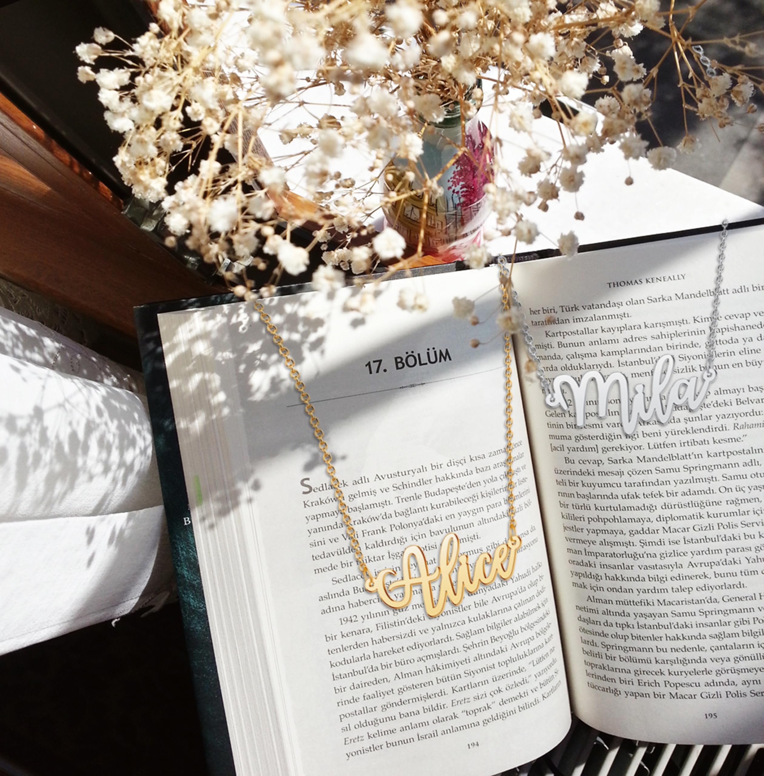 CoolJewelry Custom Name Necklace for Women Personalized Name Necklaces 18K Gold Plated or Sterling Silver Nameplate Customized P