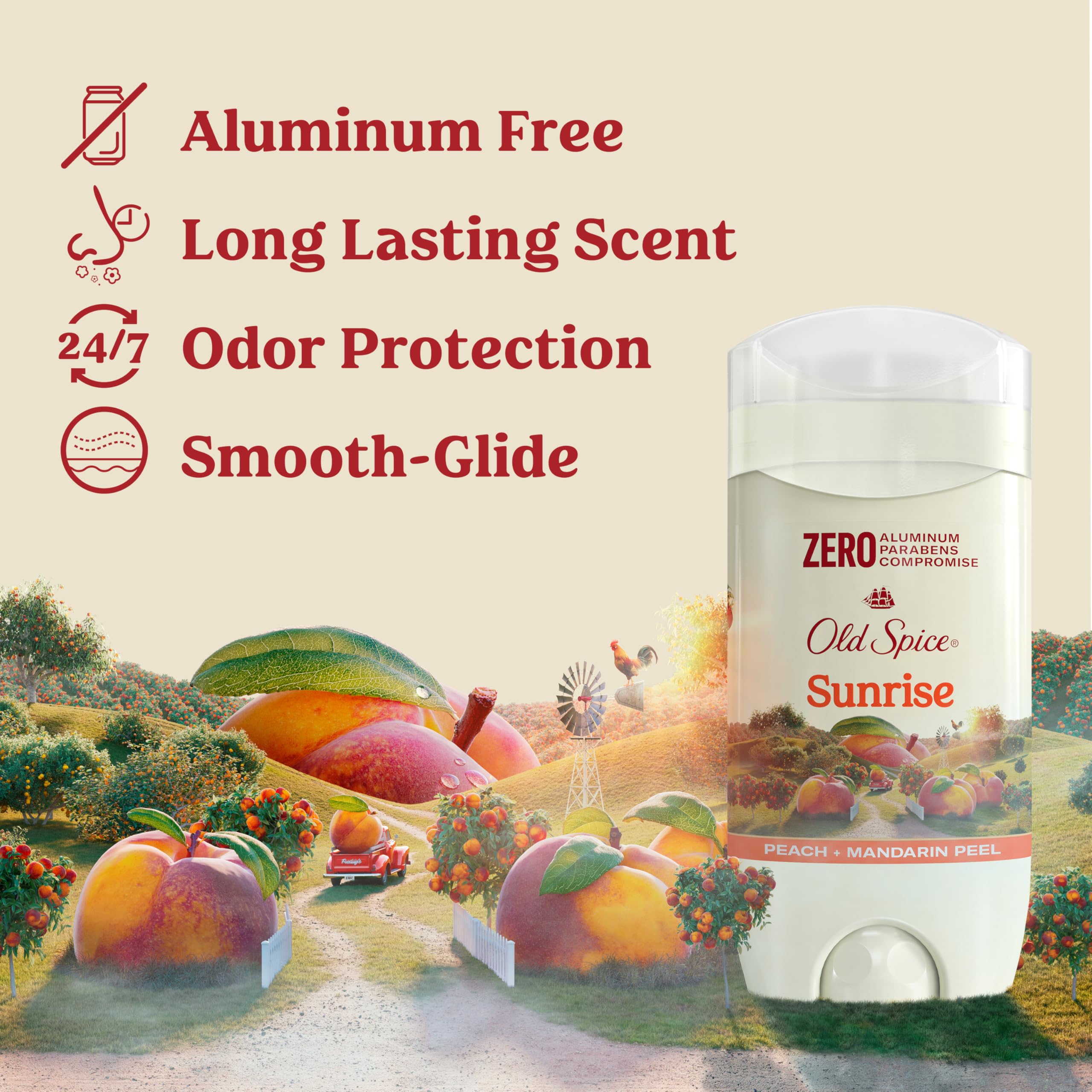 Old Spice Aluminum Free Deodorant for Men, 24/7 Lasting Freshness & Long Lasting Scent, 24/7 Sweat & Odor Protection, Sunrise wi