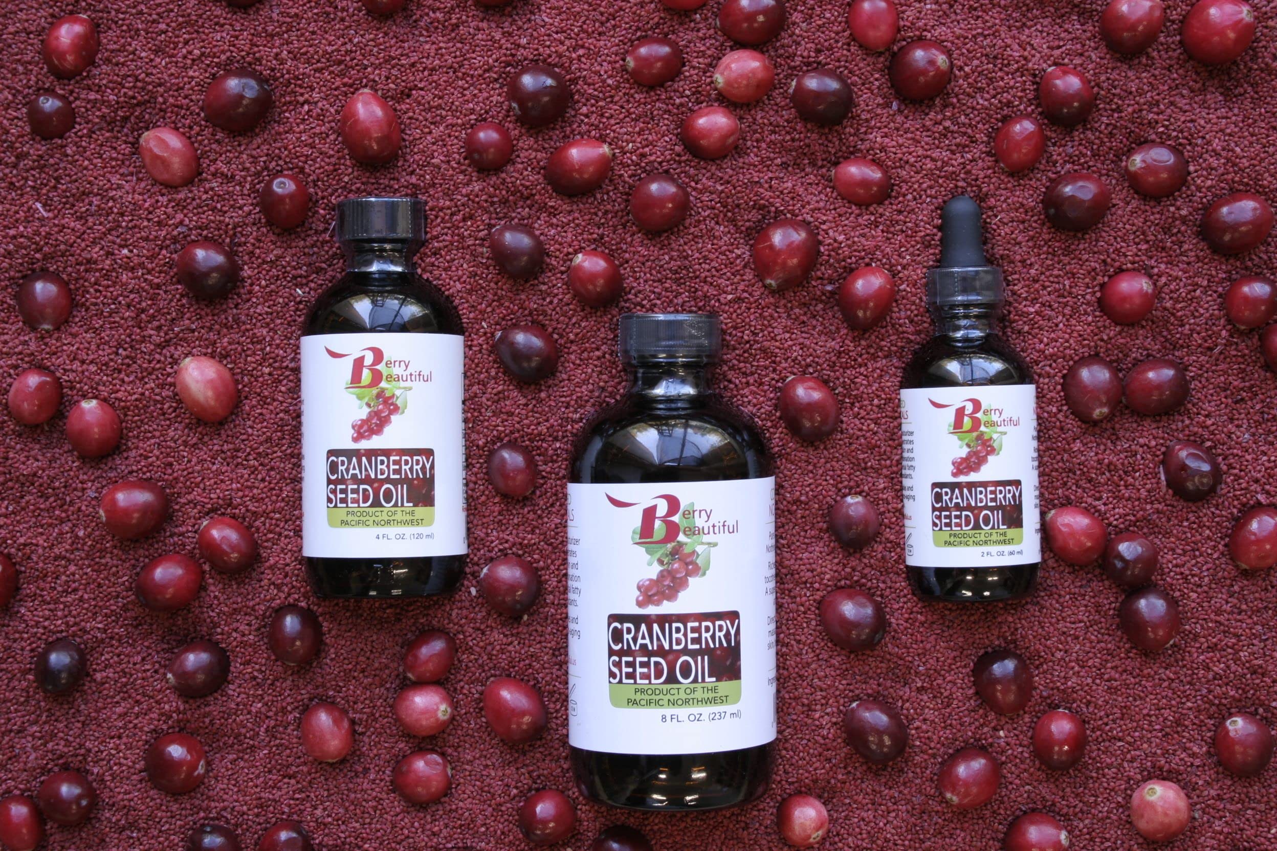 Berry Beautiful Cranberry Seed Oil - 2 fl oz - Cold-Pressed from US Grown Cranberries - Moisturizing for Face, Body & Hair