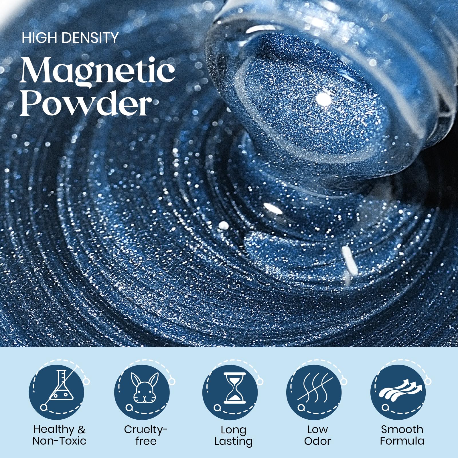 Mizhse Cat Eye Gel Nail Polish: Blue Magnetic Gel Polish With Magnet Stick Metallic Mirror Chrome Powder, Maillard Style Magic E