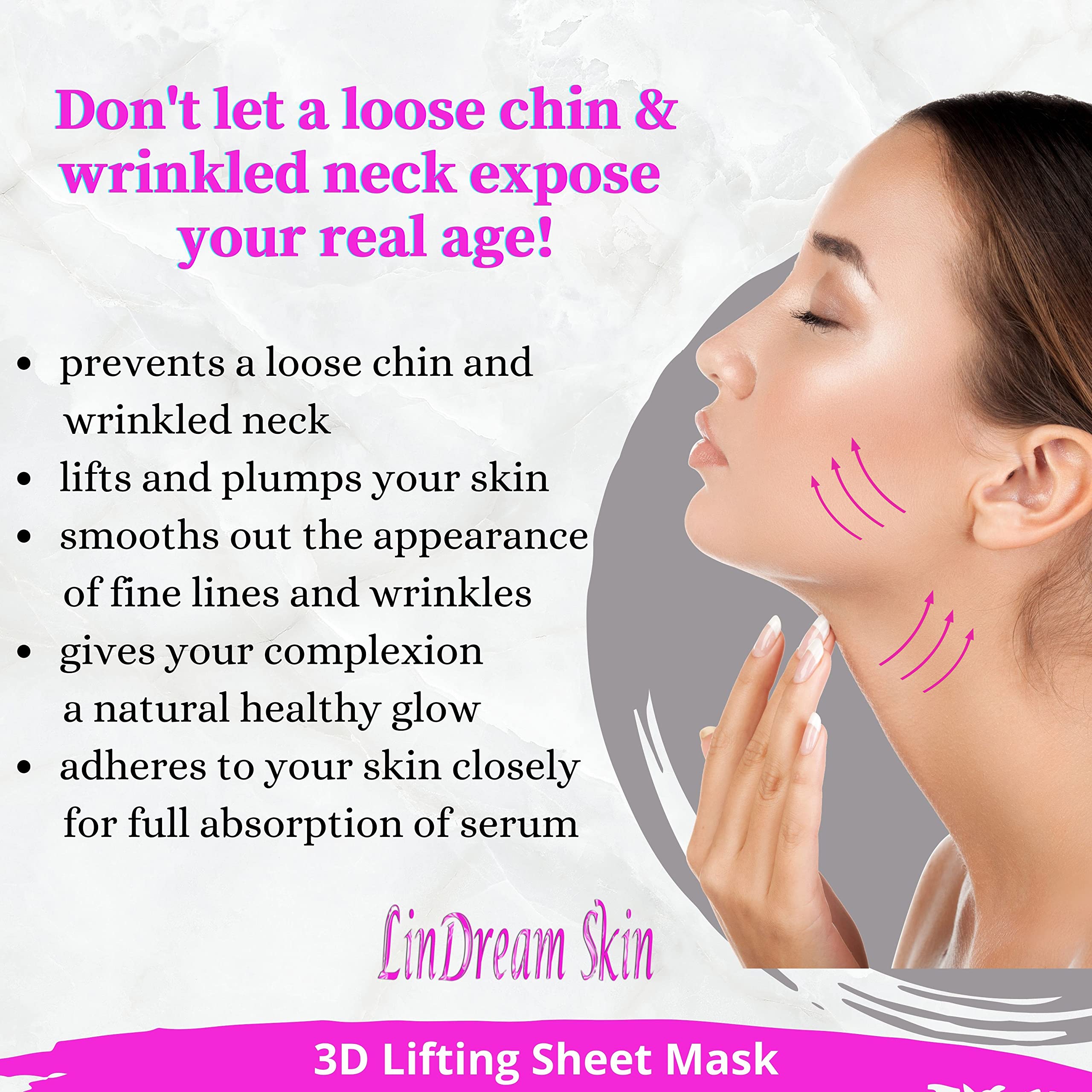 Lindream Skin Sheet Masks For Face Chin Neck All In One - Moisturizing Facial Mask Skincare Set For Women And Men - Beauty Spa A