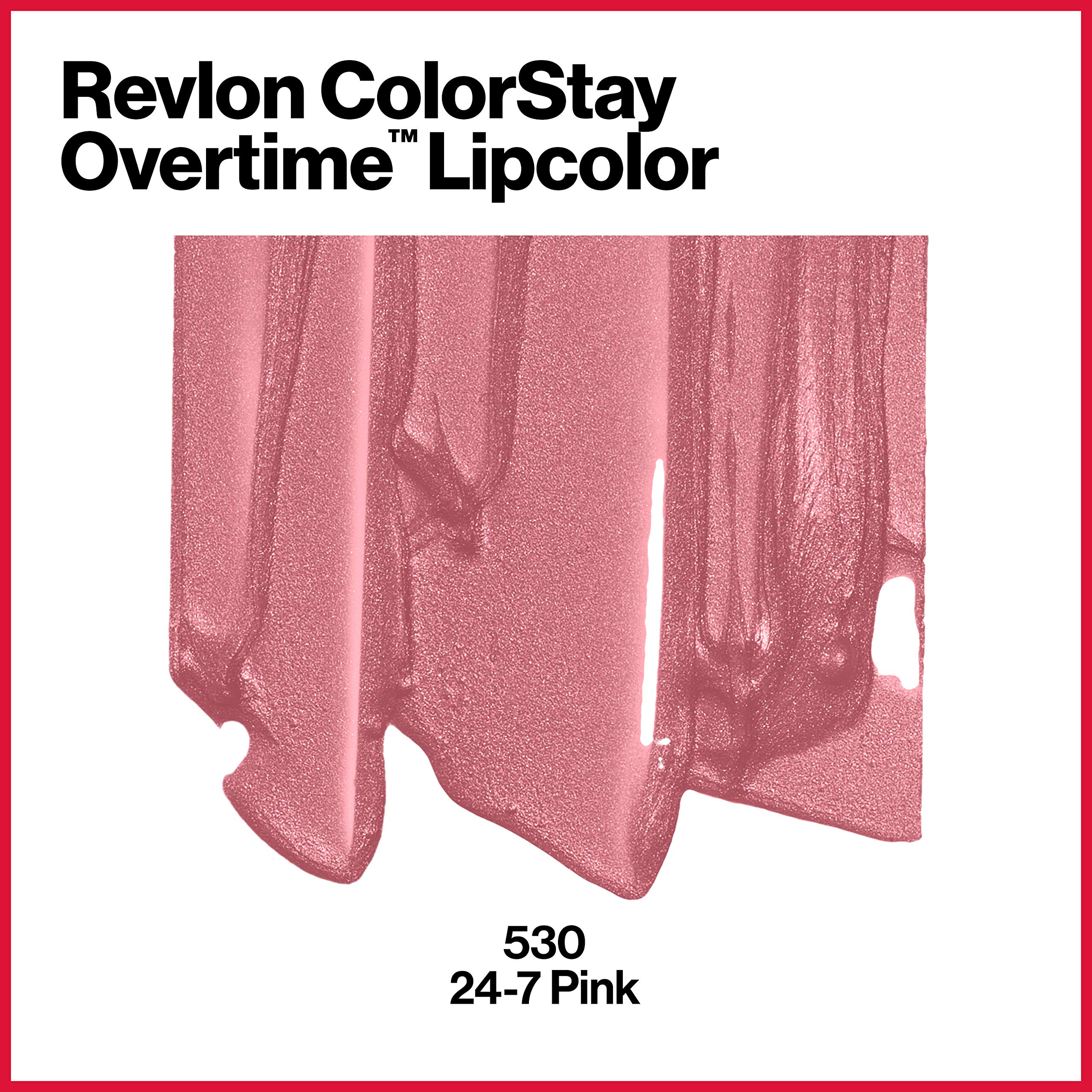 Revlon Colorstay Overtime Lipcolor, Dual Ended Longwearing Liquid Lipstick With Clear Lip Gloss, With Vitamin E In Pink, 24/7 Pi