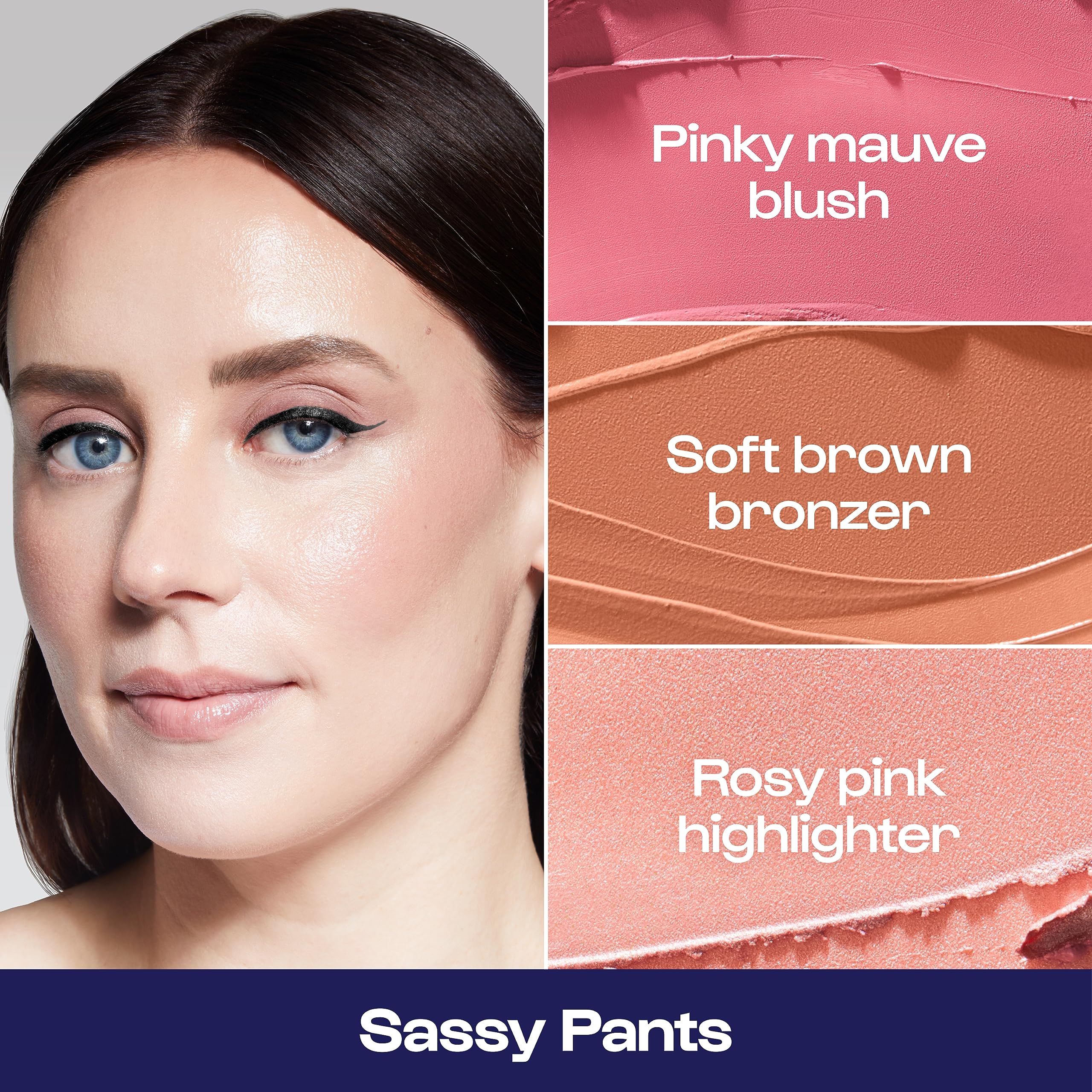 Alleyoop Stack The Odds - Multi-Use Face Palette Sassy Pants- Blush, Contour/Bronzer, Highlight And Mini Mirror - Blendable Crea